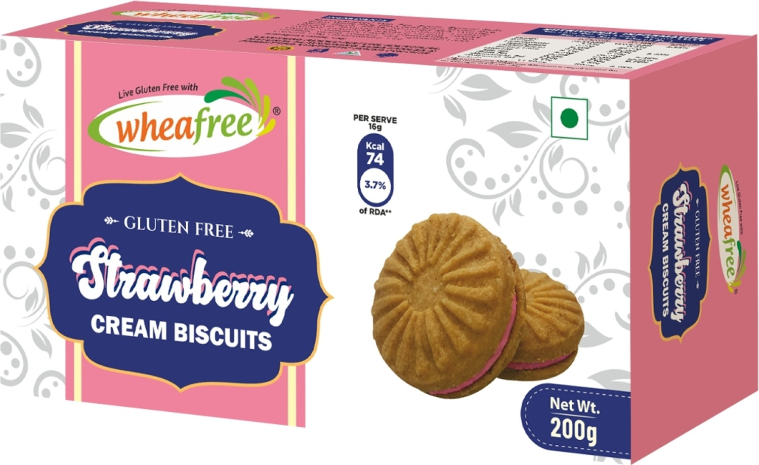 Image of wheafree Gluten free Strawberry Cream Biscuits Pack of 3 Cream Filled Biscuit