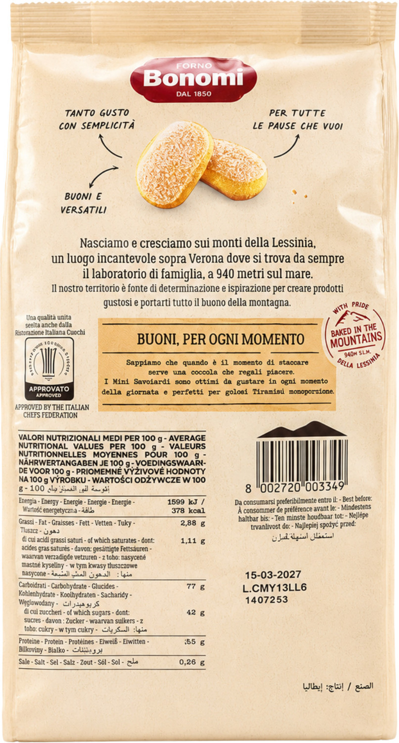 Image of Bonomi Mini Savoiardi Lady Fingers Biscuits| Italian Savoiardi for Tiramisu & Desserts Bakery Biscuit