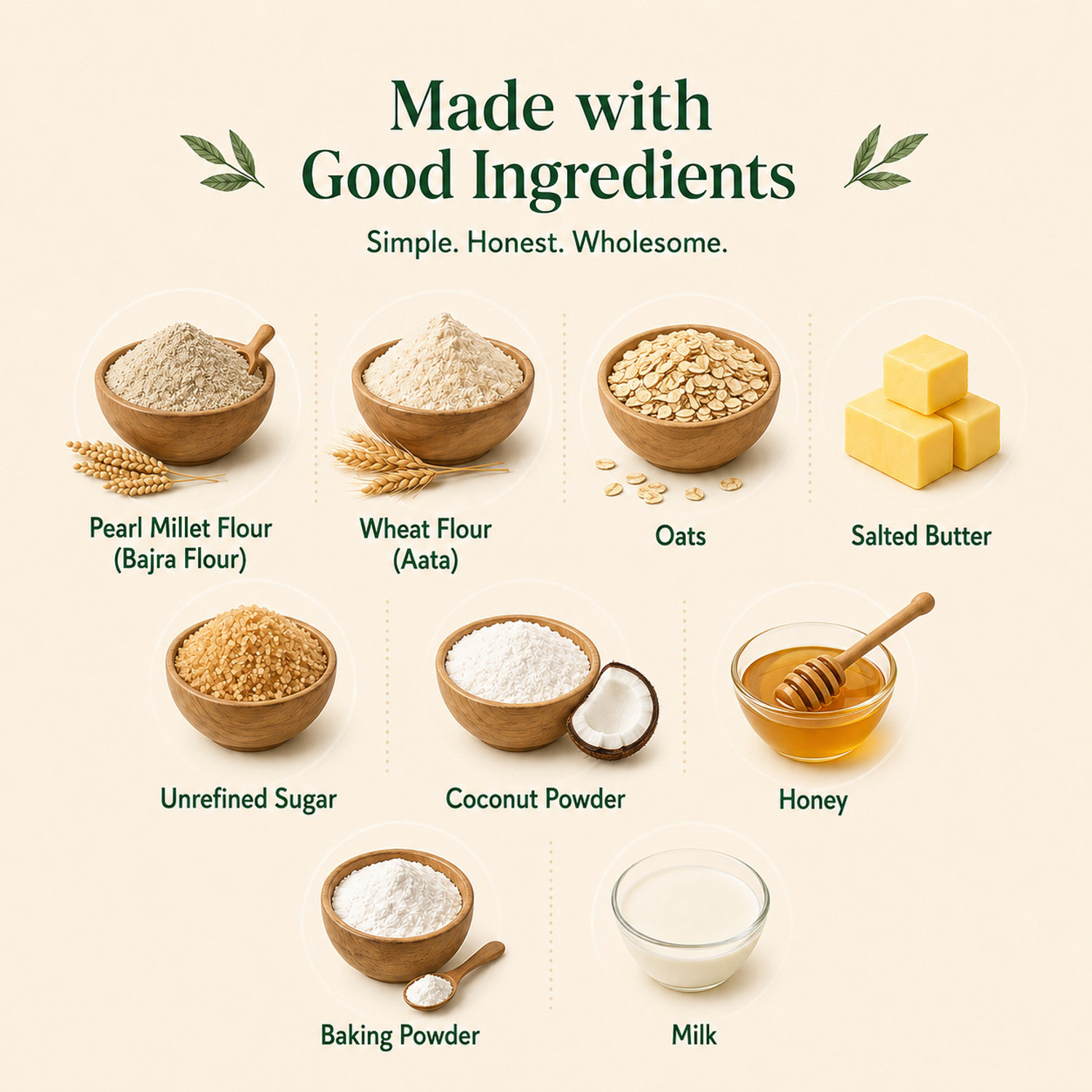 Image of Madhava's Bakery Madhava's Zero Maida Millet Honey Oats Cookies (No Palm Oil & Preservatives) Bakery Biscuit