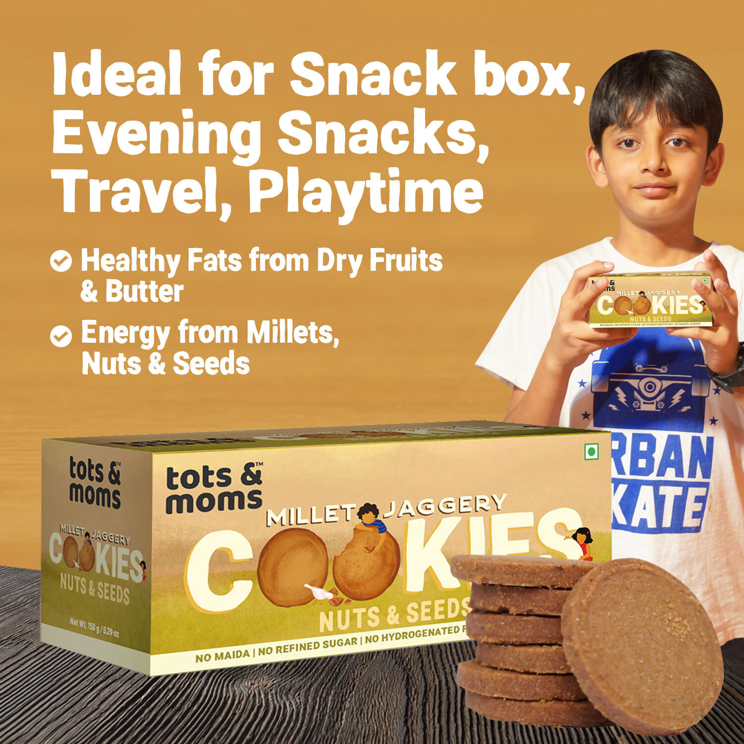 Image of TOTS AND MOMS Healthy & Nutritional Millet & Jaggery Cookies|Nuts & Seeds Multi Grain Biscuit