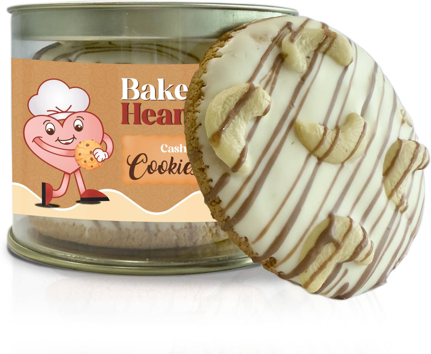 BakeHeart Cashew Cookies Biscuit | Pack of 1 | Cashew Cookies with White Chocolate | Bakery Biscuit
