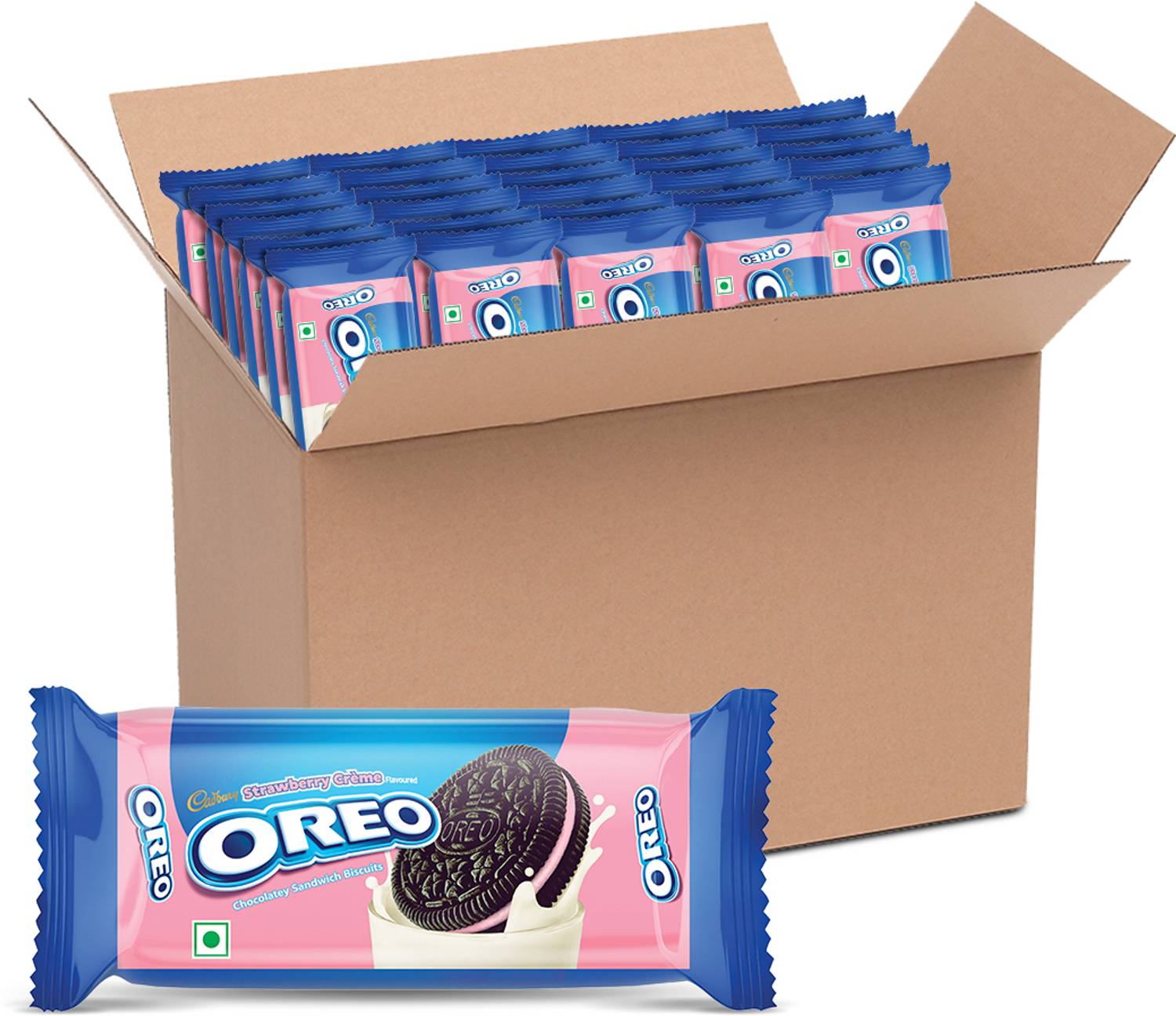 Cadbury Oreo Biscuit Strawberry Flavour Cream Sandwich Biscuit
