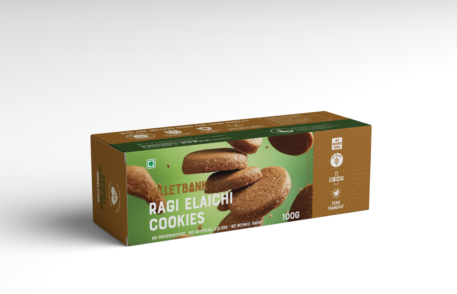 Image of Millet Bank Ragi Elaichi Cookies Pack of 3 Cookies
