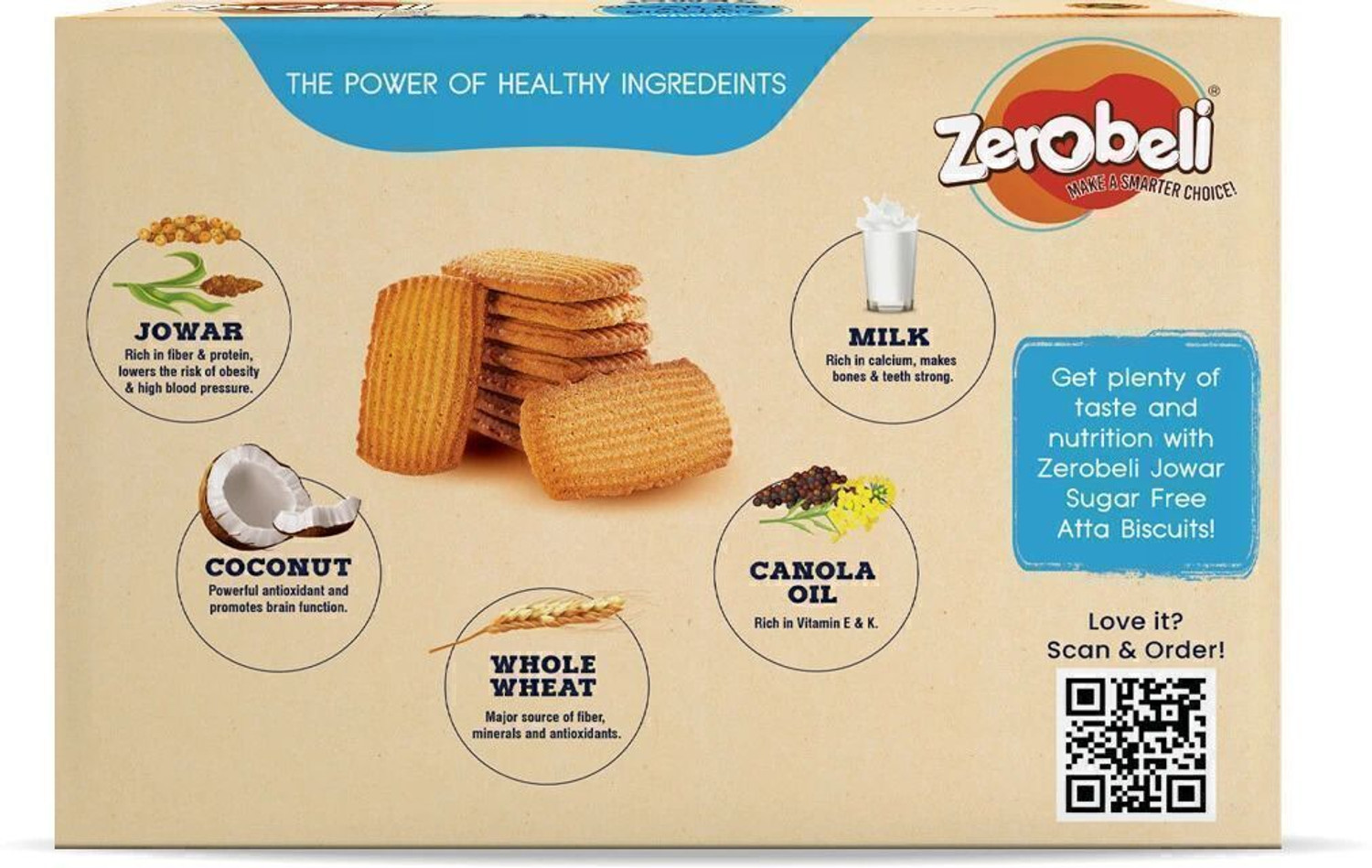 Image of Zerobeli Sugar Free Jowar Atta Cookies | No Maida and Palm Oil | Diabetic Friendly Bakery Biscuit