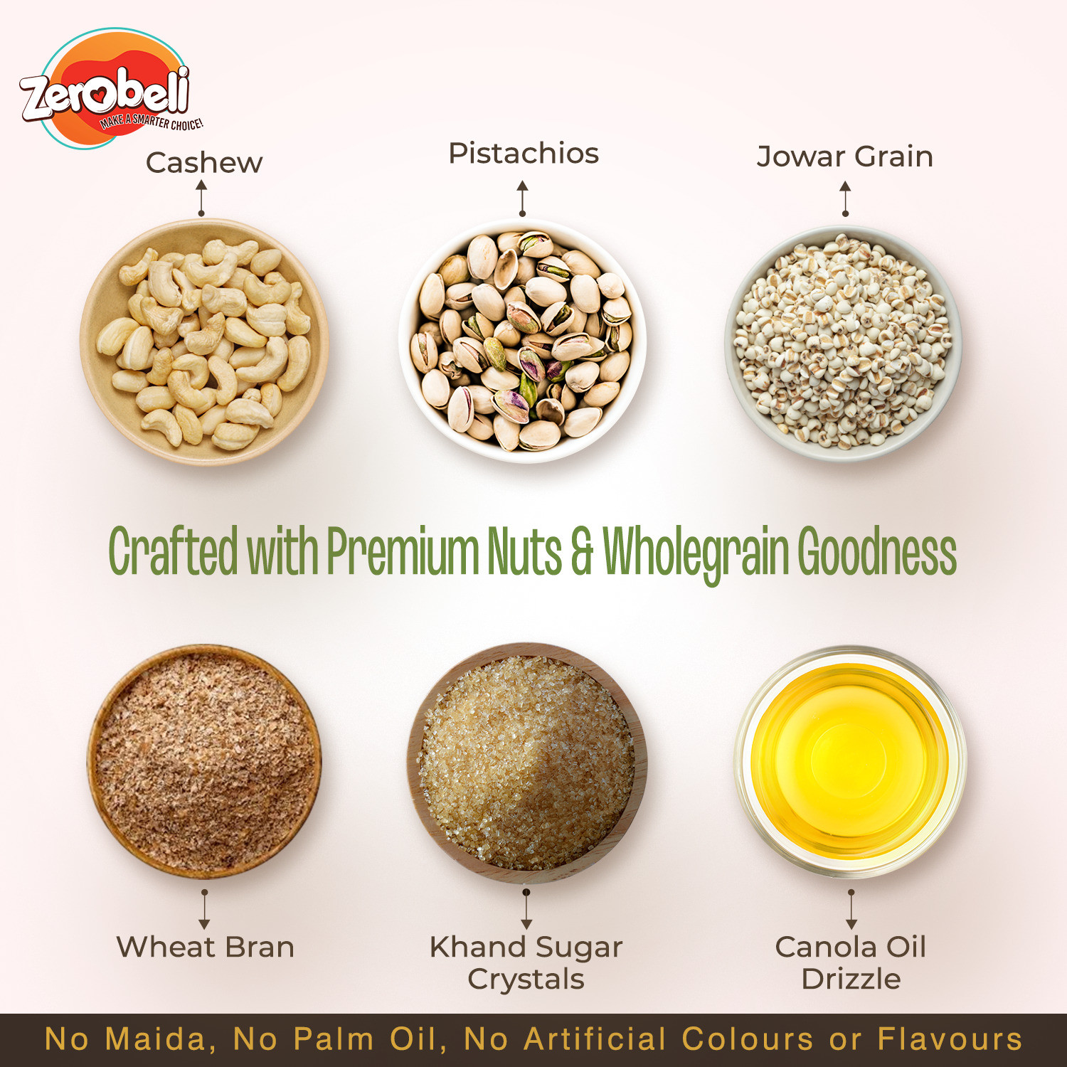 Image of Zerobeli Jowar Kaju Pista Handmade Cookies | Contains Real Cashews and Pista | No Maida | Bakery Biscuit