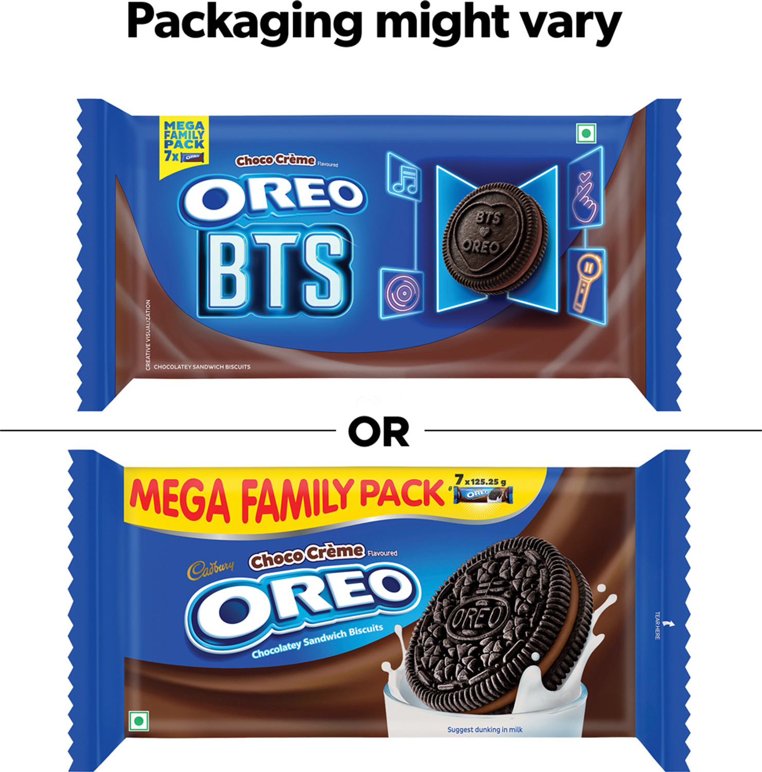 Image of Cadbury Oreo Chocolate Flavour Cream Sandwich Biscuit