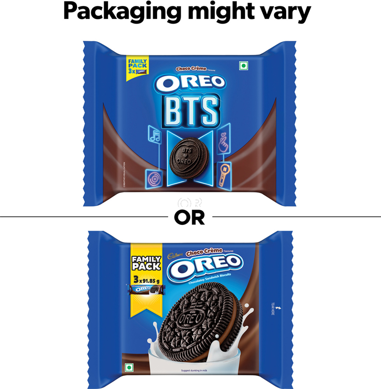 Image of Cadbury Oreo Chocolate Flavour Cream Sandwich Biscuit