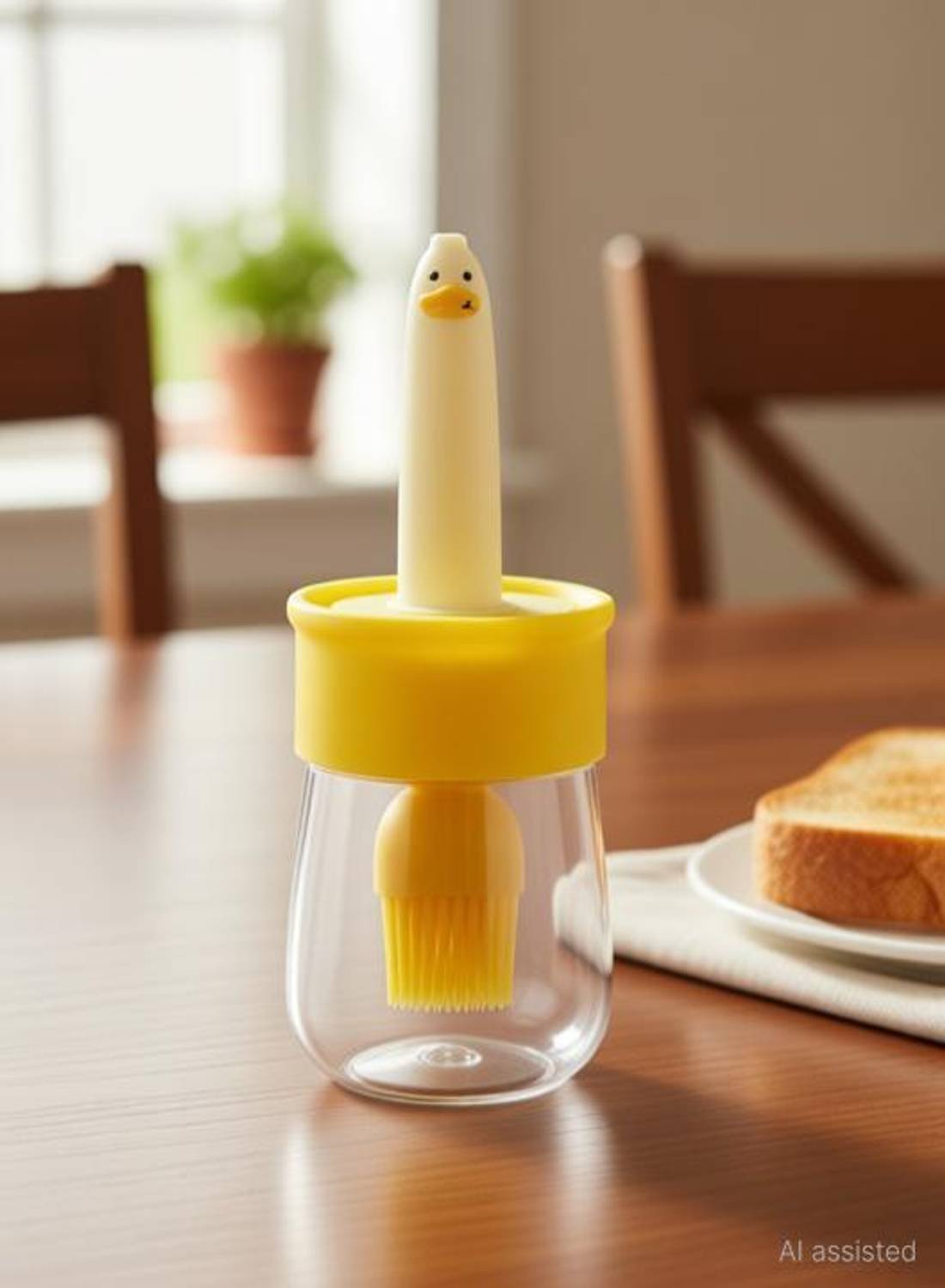 ABC Oil Dispenser with Silicone Brush Cute Duck Design Oil Bottle | BPA Free Food-Grade Silicone Flat Pastry Brush