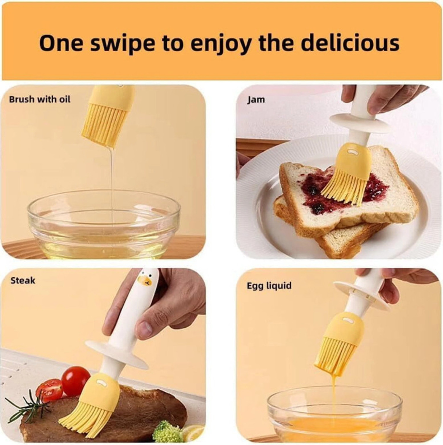 Image of IBI Oil Dispenser Bottle with Silicone Brush for Cooking, Baking & Grilling - 200ml Plastic, Silicon Flat Pastry Brush