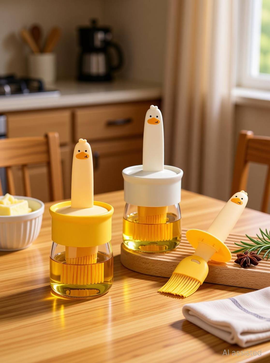 ADMONITION Oil Dispenser Bottle with Silicone Brush for Cooking, Baking & Grilling – 200ml Plastic, Silicon Flat Pastry Brush