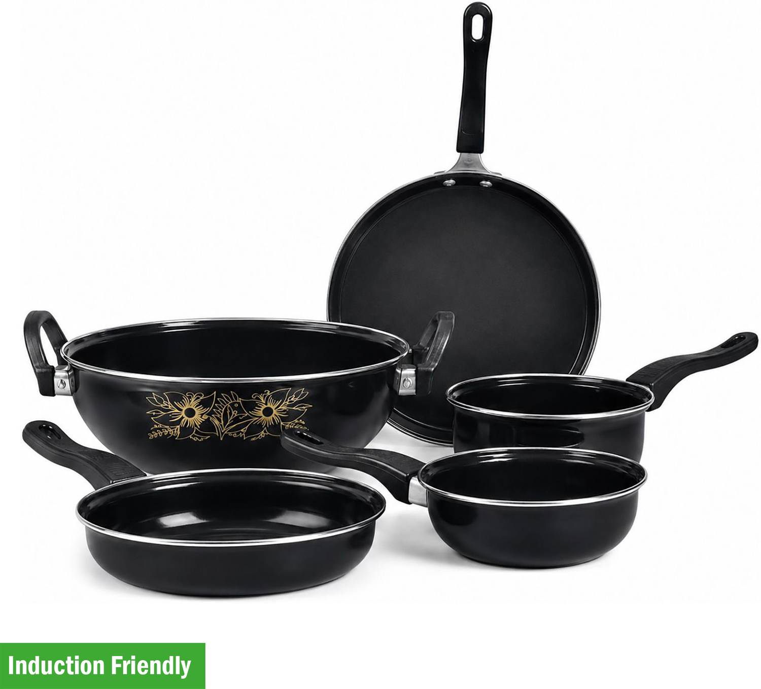 MY STORE Royal Non-Stick Gas and Induction Compatible Induction Bottom Non-Stick Coated Cookware Set