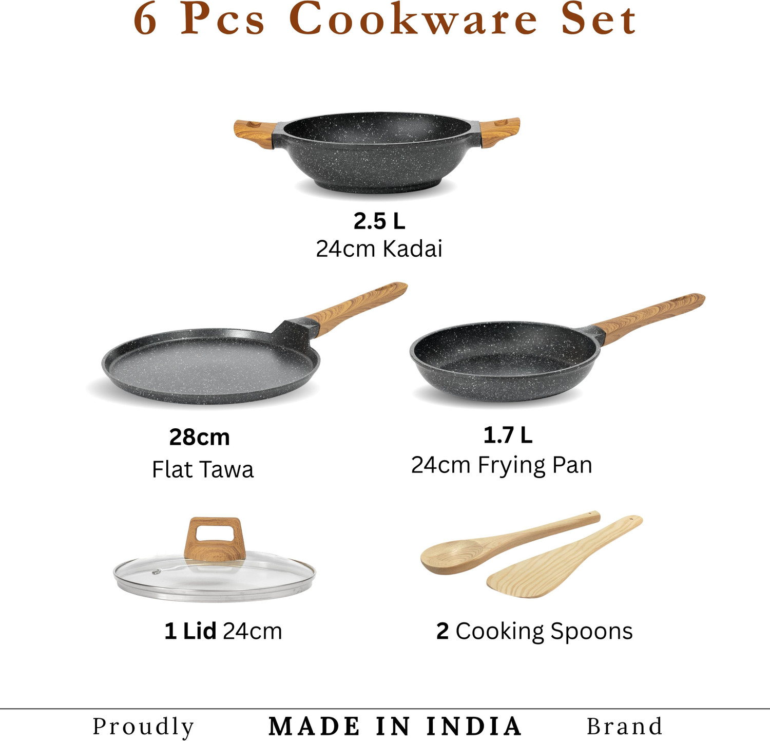Image of Kreme CeraStone Granite Induction Bottom Non-Stick Coated Cookware Set