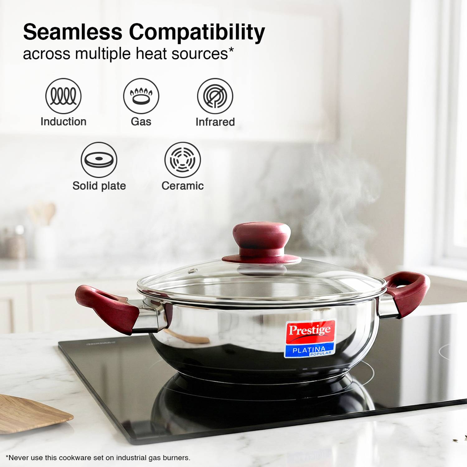 Prestige Platina Popular Induction Bottom Cookware Set - Image 4