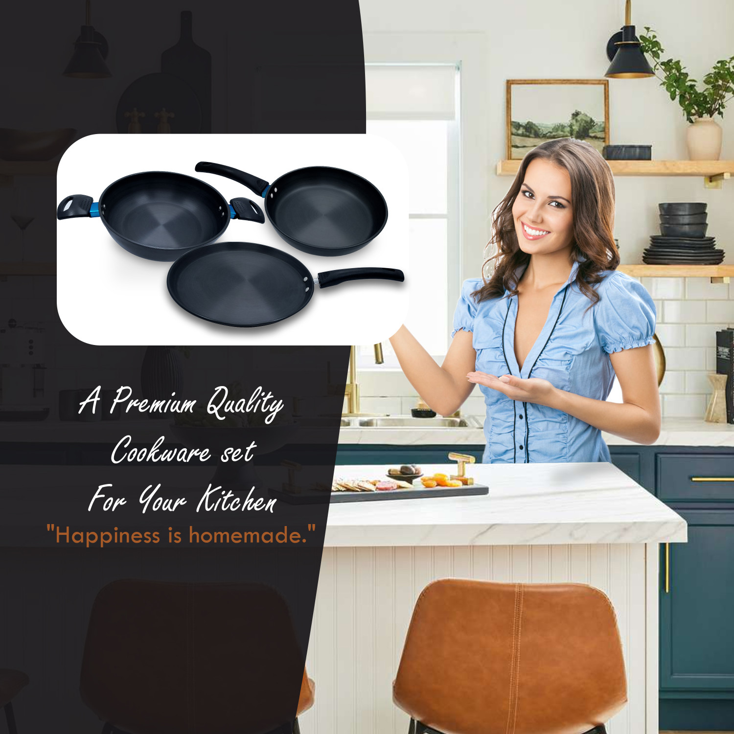 Image of Sigri-wala Unique Flexforged Technology Cookware Set 3 pcs Induction Bottom Cookware Set