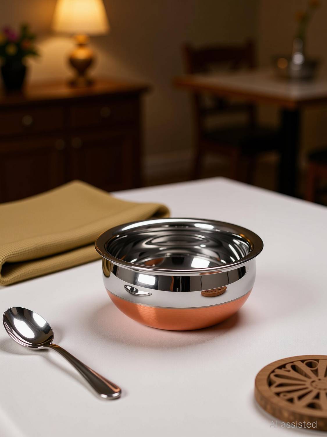 RBGIIT Copper Bottom Kitchen Serving Cooking Bowl biryani, rice Handi/Pot/Patila Cookware Set