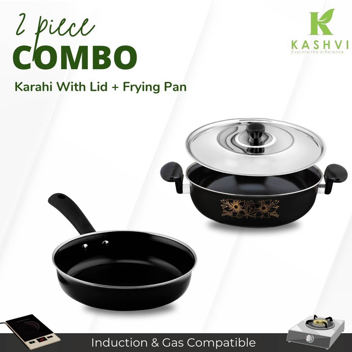 cookpro Best Festival Combo Kadhai/Karahi with lid+ Fry Pan Combo...mo