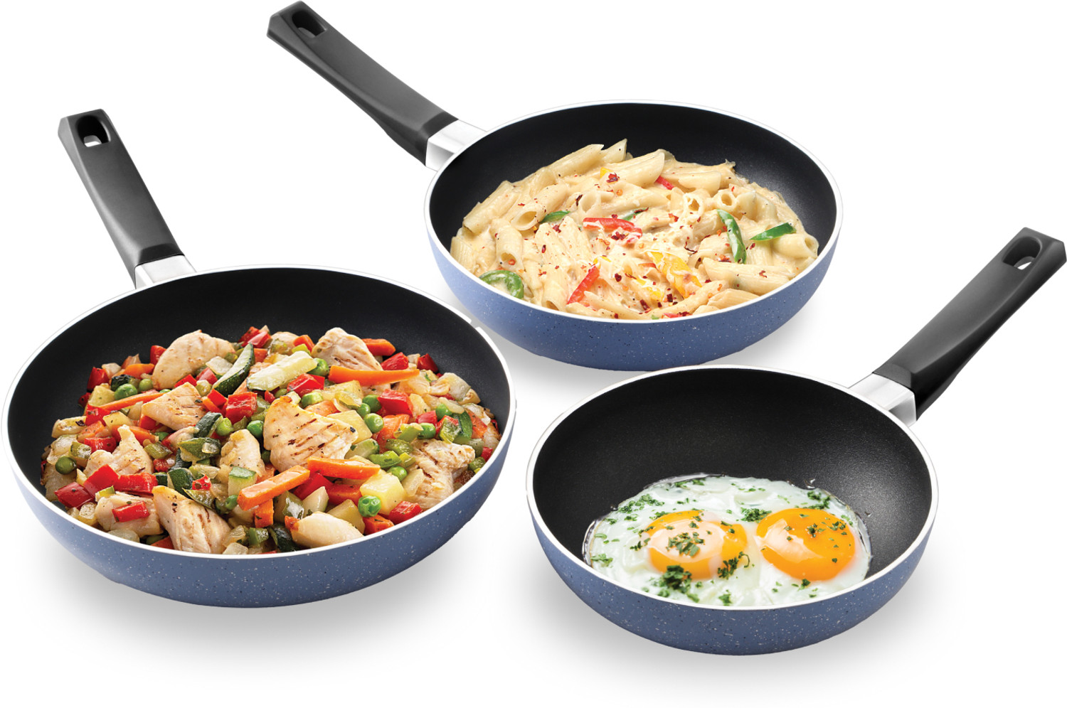 Image of Hawkins Quik Frying Pan Set, Kitchen Gift Pack (IQFS) Induction Bottom Non-Stick Coated Cookware Set (Aluminium, 3 - Piece)