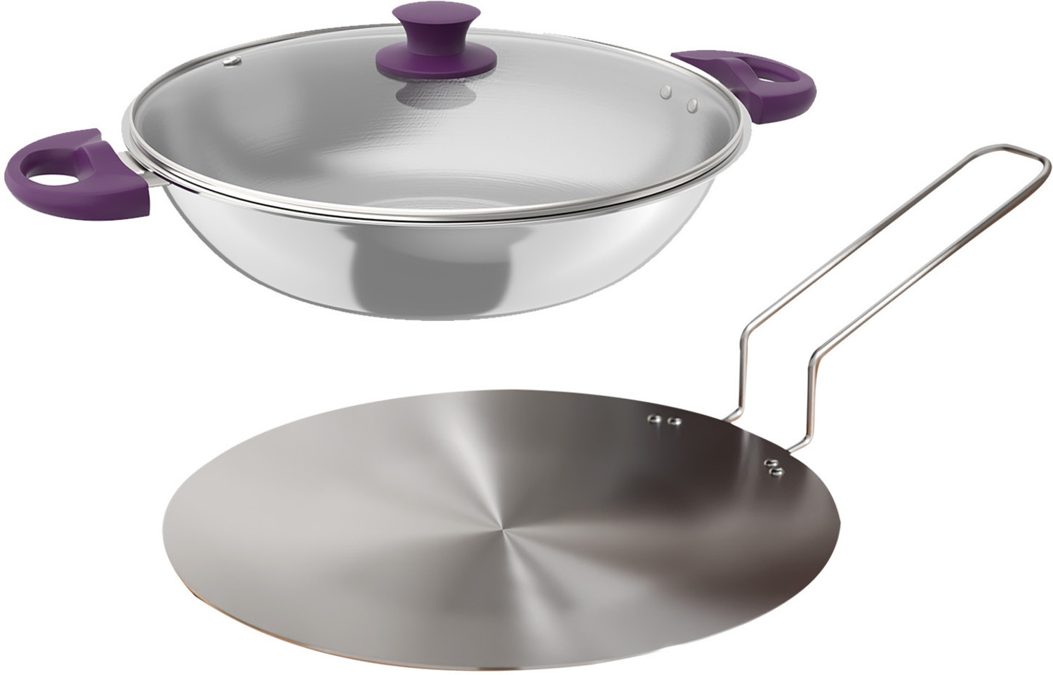 Image of Lifelong LLTPC4 Combo Kadhai (22 CM), Roti Tawa Induction Bottom Cookware Set