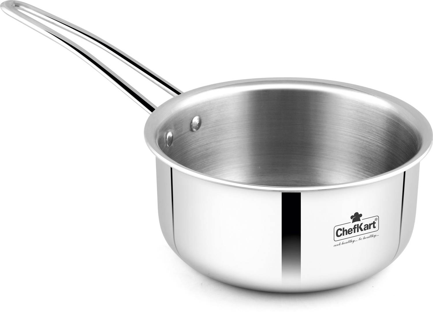 chefkart Triply Stainless Steel Saucepan with Long Handle Induction Bottom Cookware Set — Fry Pans & Cookware Sets