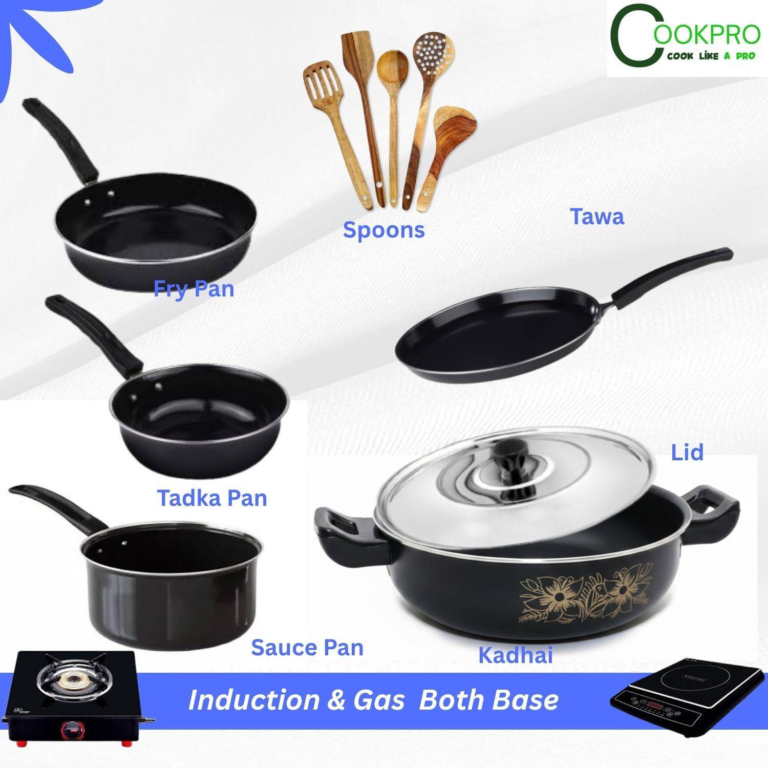 cookpro Cookpro Kitchen Cookware with spatula set Cookware Set