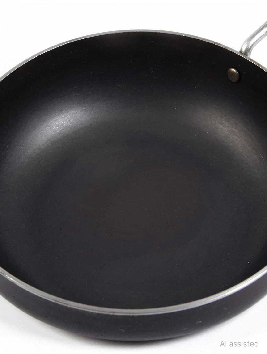 Image of Gaurangi Iron Deep Kadai Frying Pan Cooking Fry Pan Heavy Base Iron KadhaI for kitchen Kadhai 23.5 cm diameter 2.25 L capacity