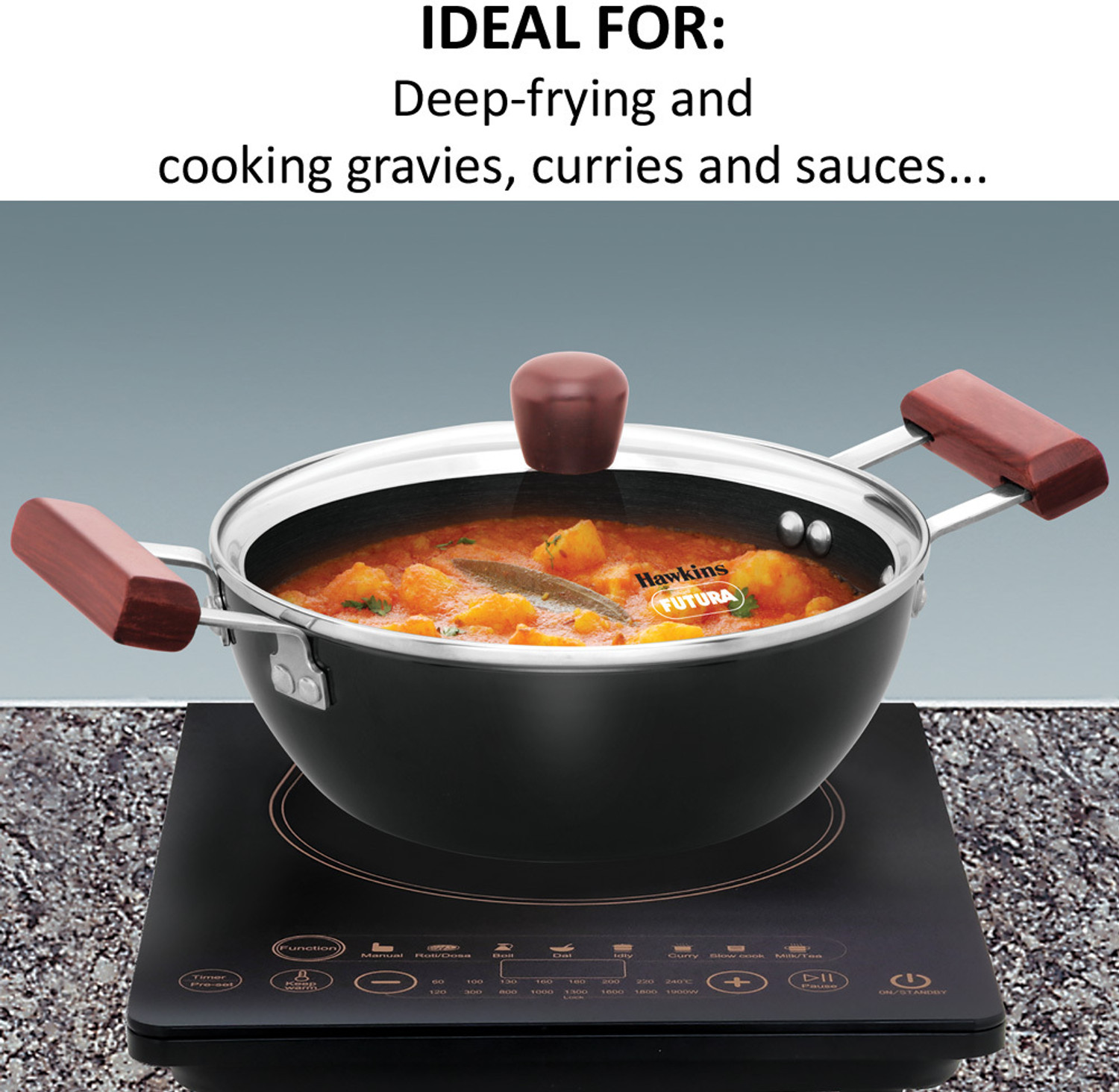 Image of Hawkins Futura Gift Set - Kadhai, Frying Pan, Tava, Lid, Skimmer, Turner (HAGP1) Induction Bottom Cookware Set