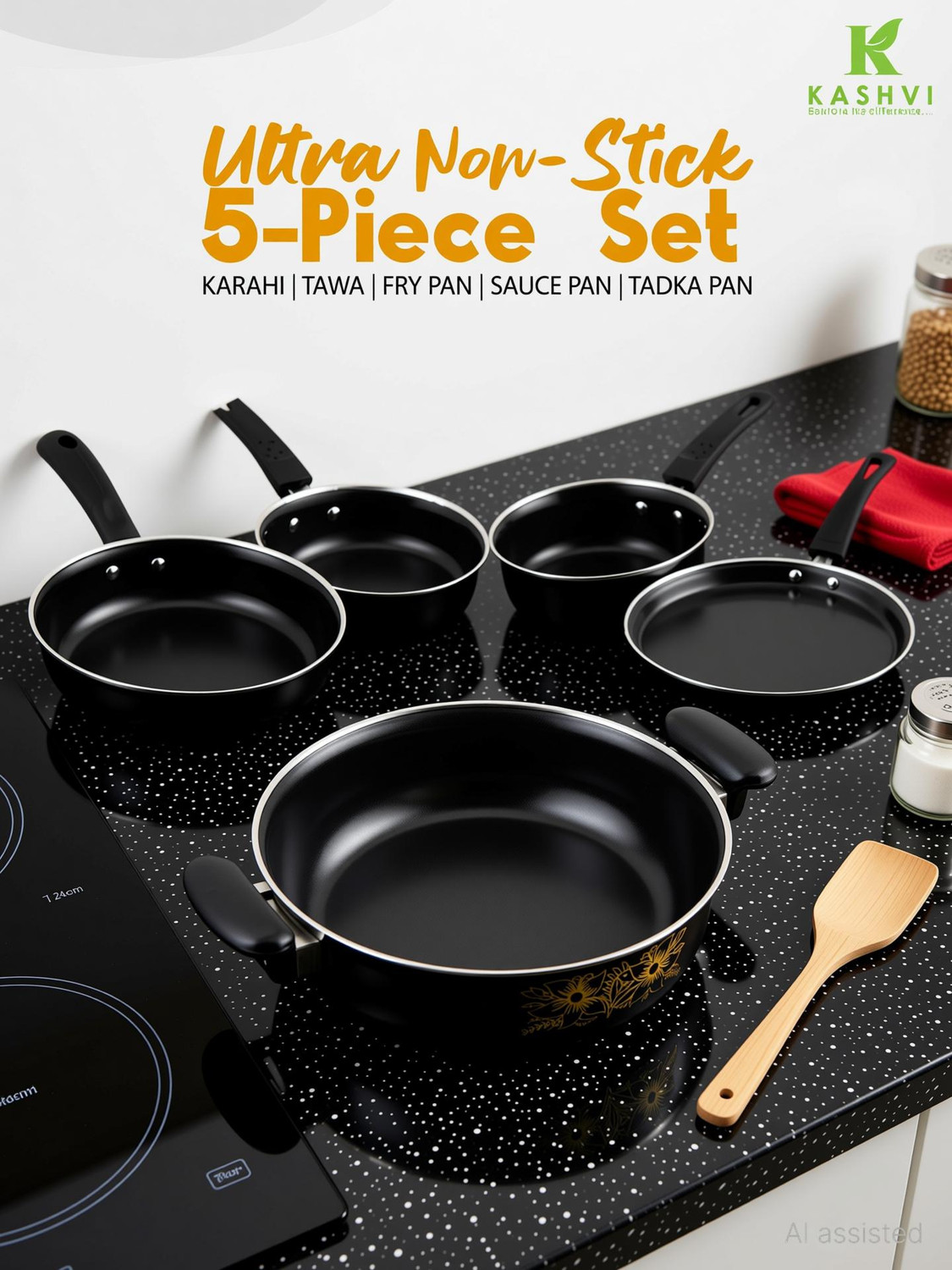 Image of cookpro Best Kitchen Cookware Gift Induction Bottom Non-Stick Coated Cookware Set