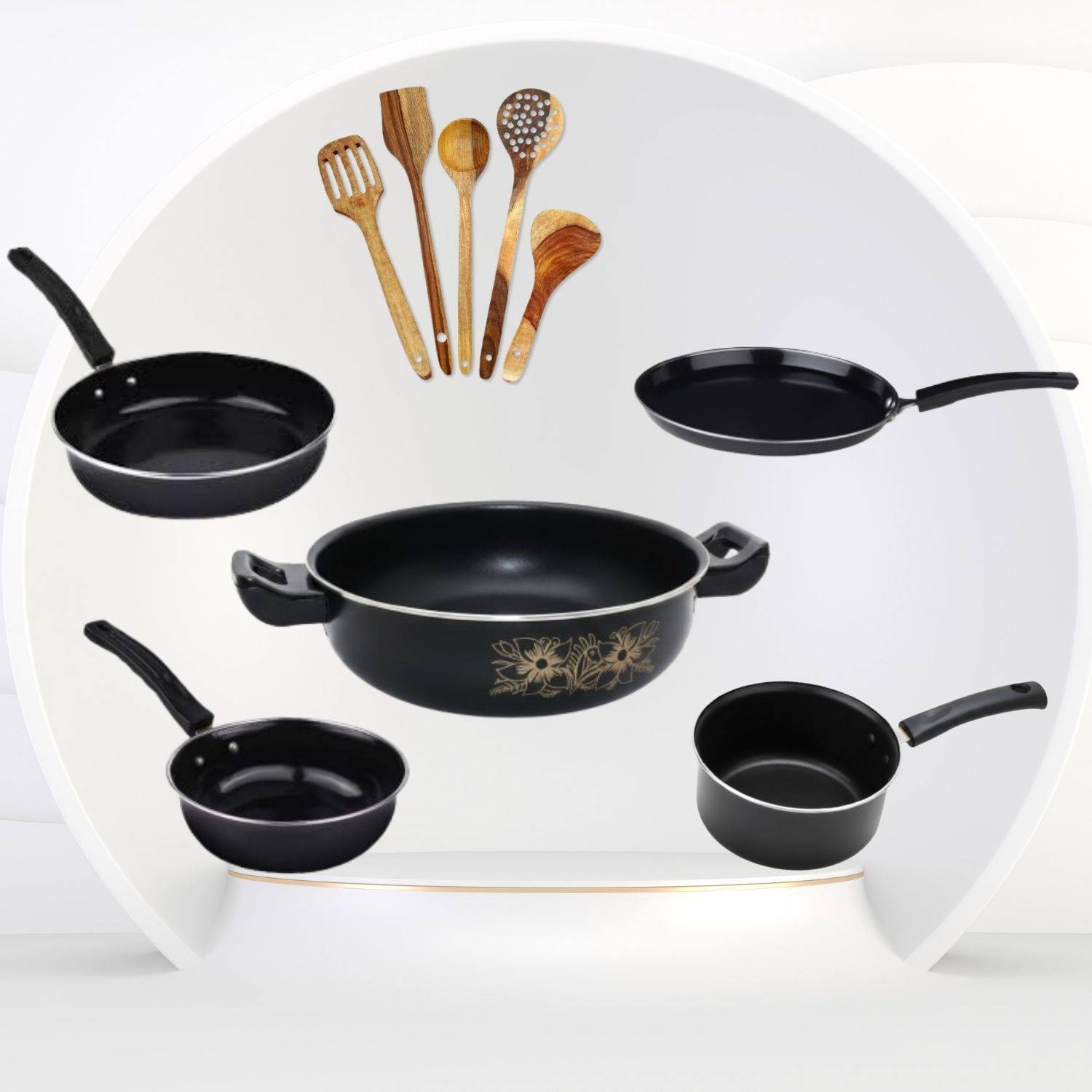 Kashvi SmartBuy Induction Bottom Non-Stick Coated Cookware Set (C