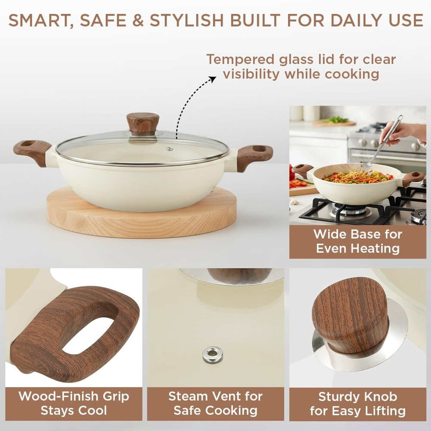 Image of VINOD DCC3W Induction Bottom Non-Stick Coated Cookware Set