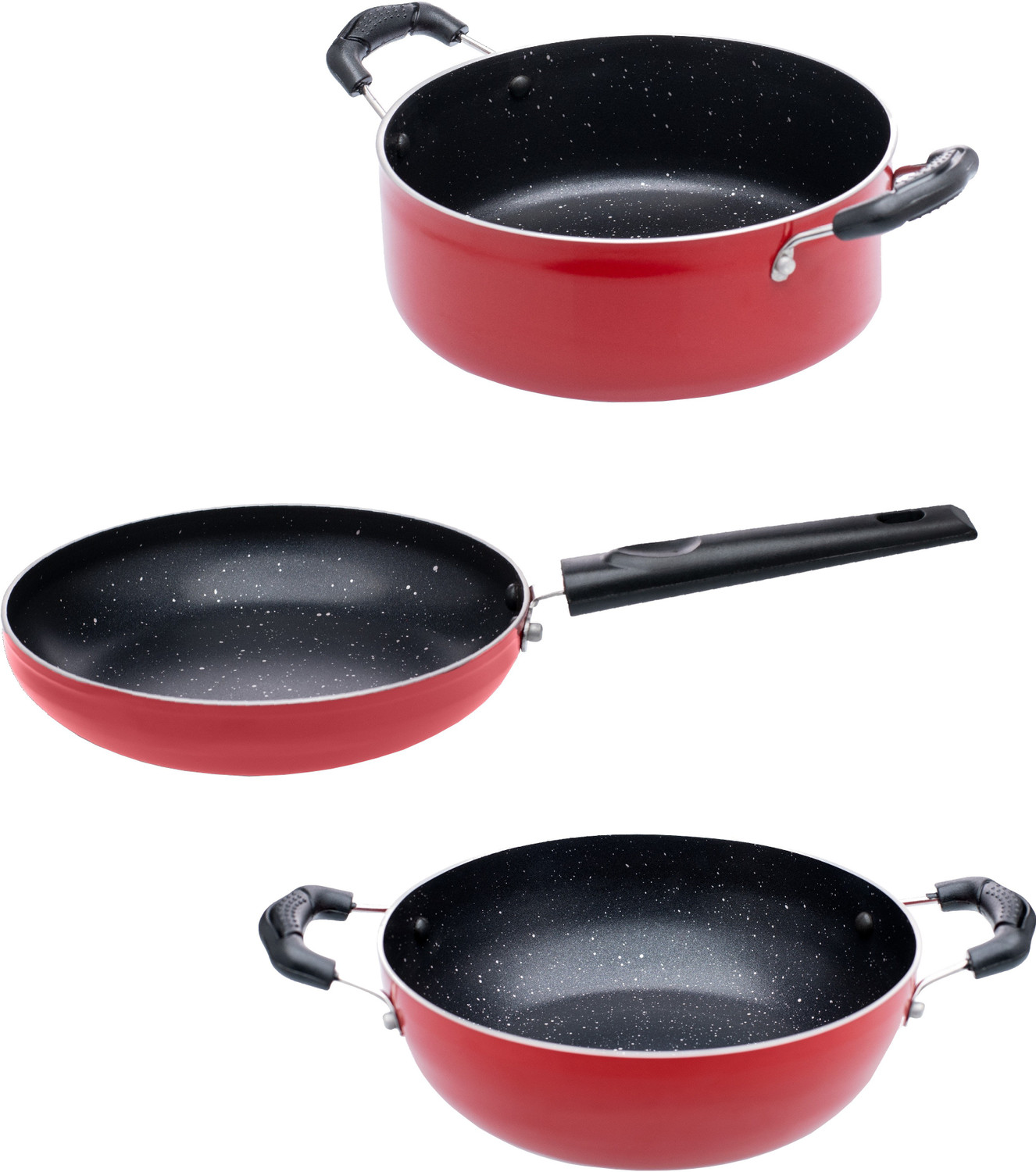 Image of Flipkart SmartBuy Non-stick PFOA Free Non-Stick Coated Cookware Set (Aluminium, 3 - Piece)