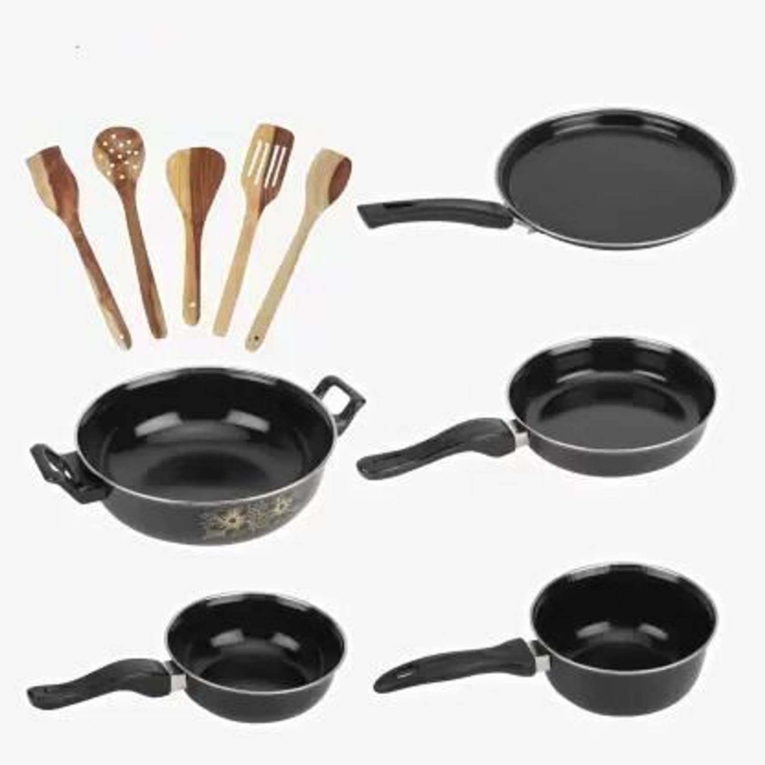 AGGOO Yuva Induction Bottom Non-Stick Coated Cookware Set (Cast I