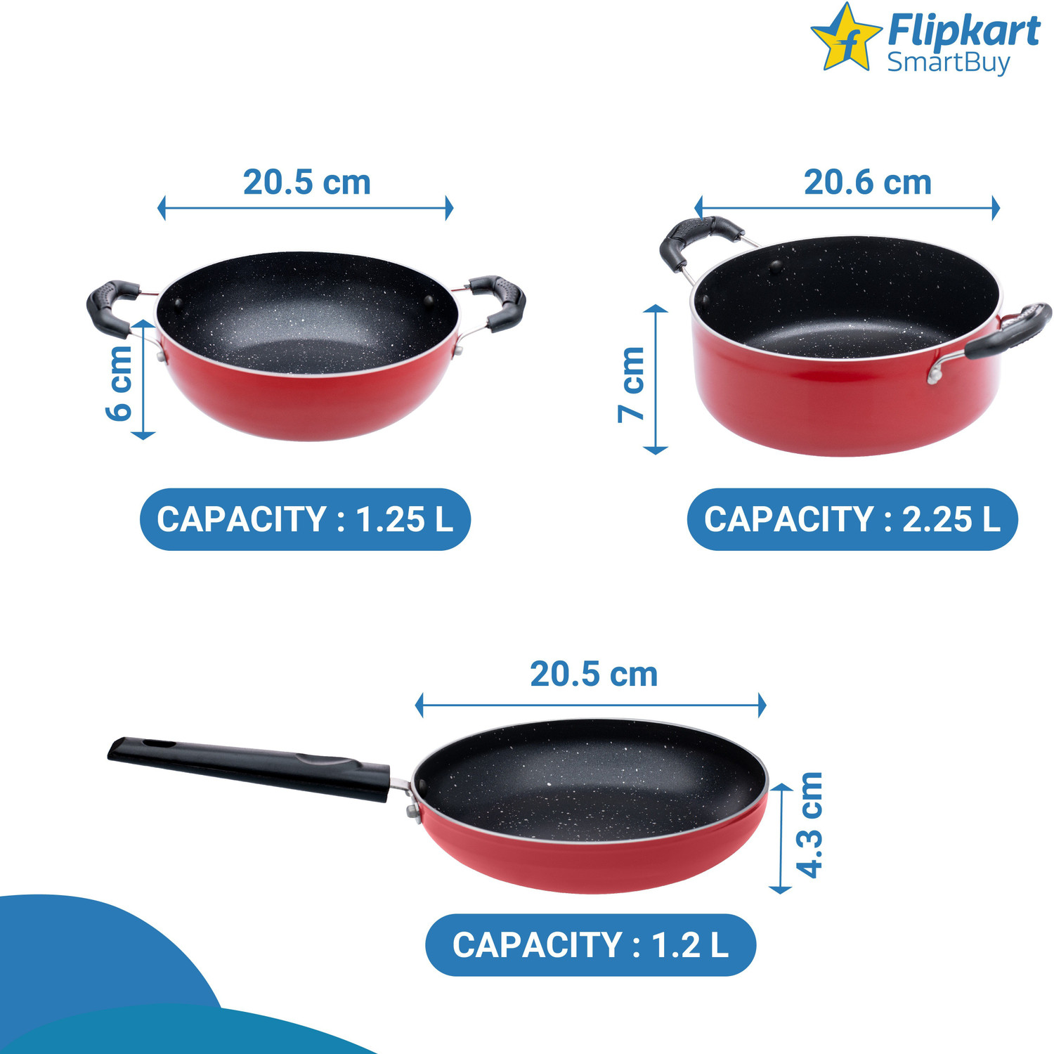 Image of Flipkart SmartBuy Non-stick PFOA Free Non-Stick Coated Cookware Set (Aluminium, 3 - Piece)