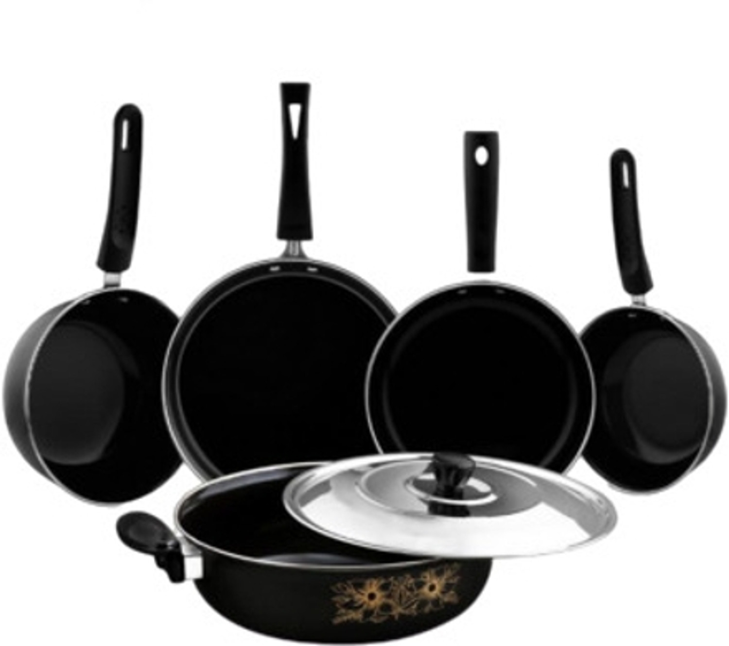 Image of cookpro 6Pcs Kitchen Cookware Combo for Home, Restaurant, Dhaba Induction Bottom Coated Induction Bottom Non-Stick Coated Cookware Set