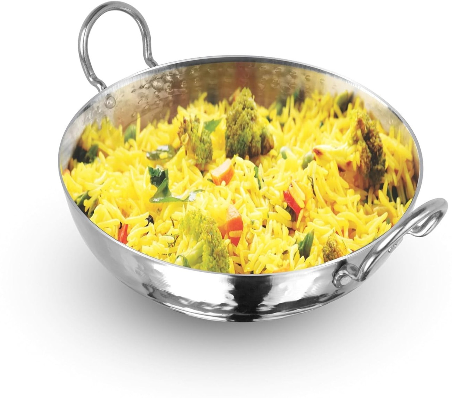 Image of Dynore Stainless Steel Hammered Kadhai /Heavy Bottom Cookware /Kadhai Cookware Set