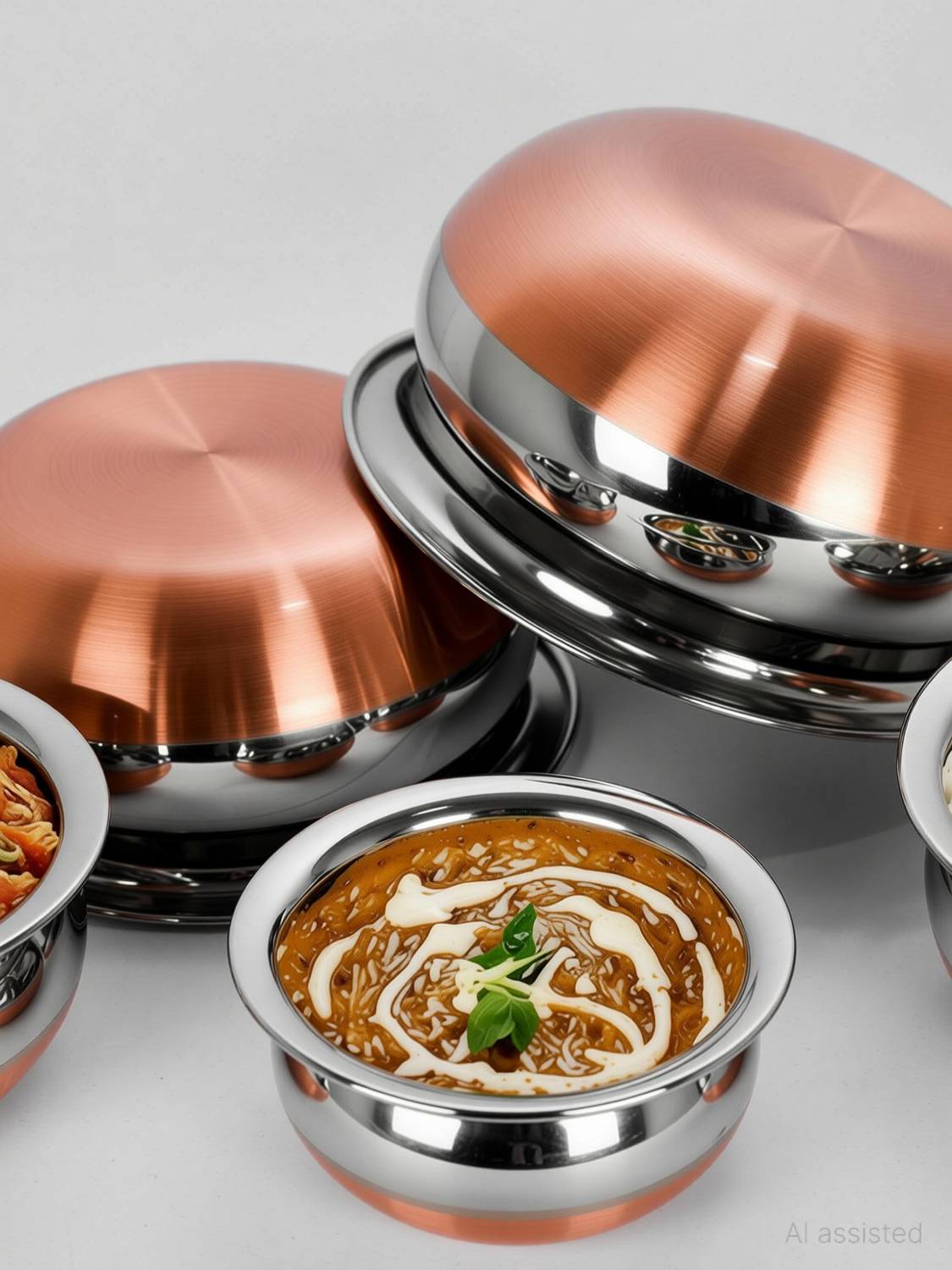 RBGIIT Copper Bottom Kitchen Serving Cooking Bowl biryani, rice Handi/Pot/Patila Cookware Set