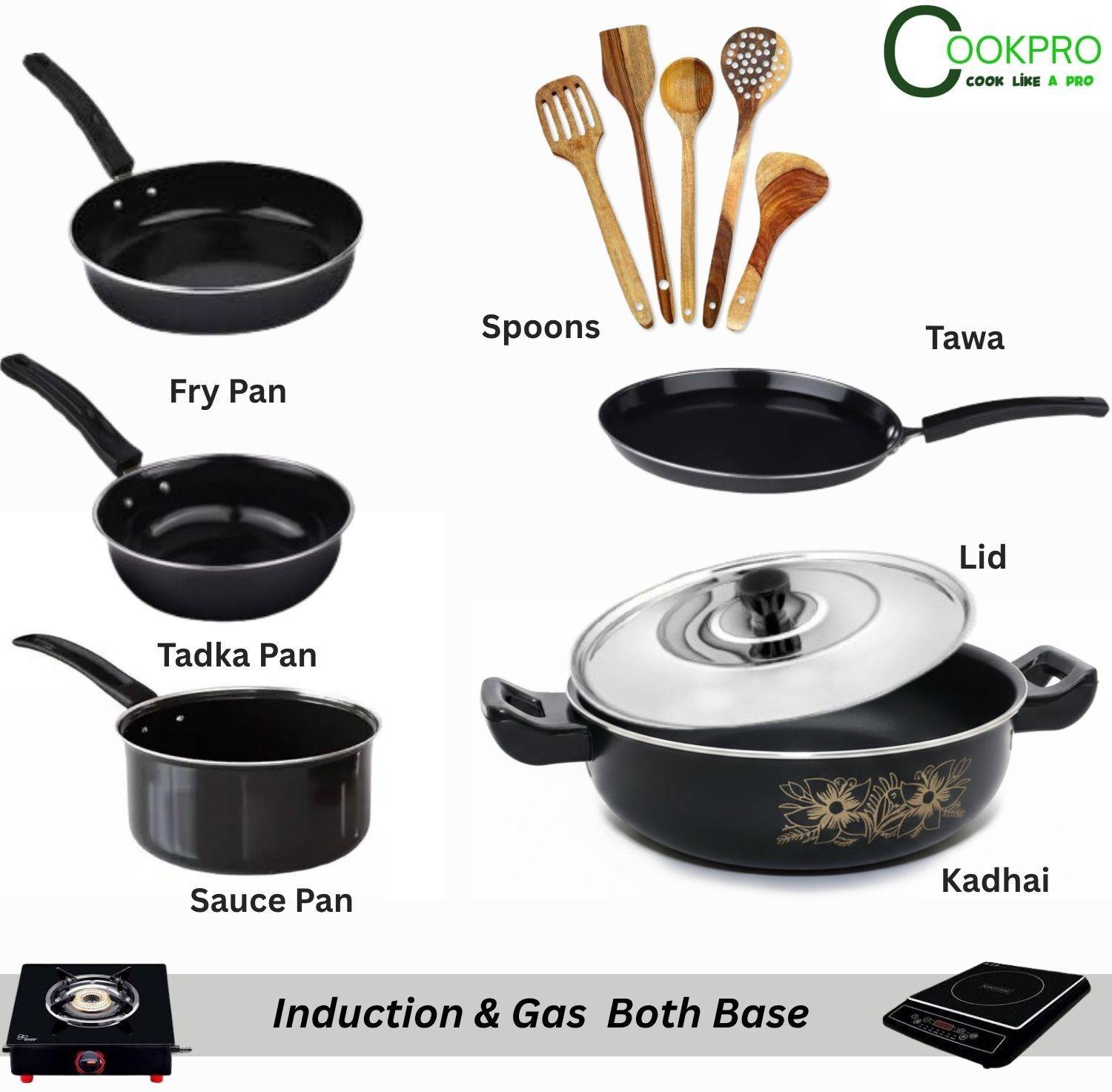 Cookpro Deluxe Non-stick(Natural Iron) Best Kitchen Cookware with