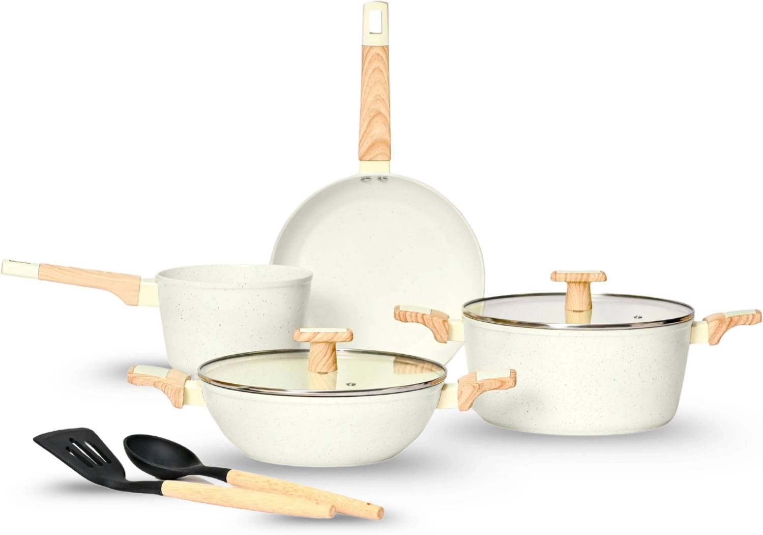 Kréme Ceracook Granite Ceramic Cookware Set of 4pcs Induction Bottom Cookware Set — Fry Pans & Cookware Sets