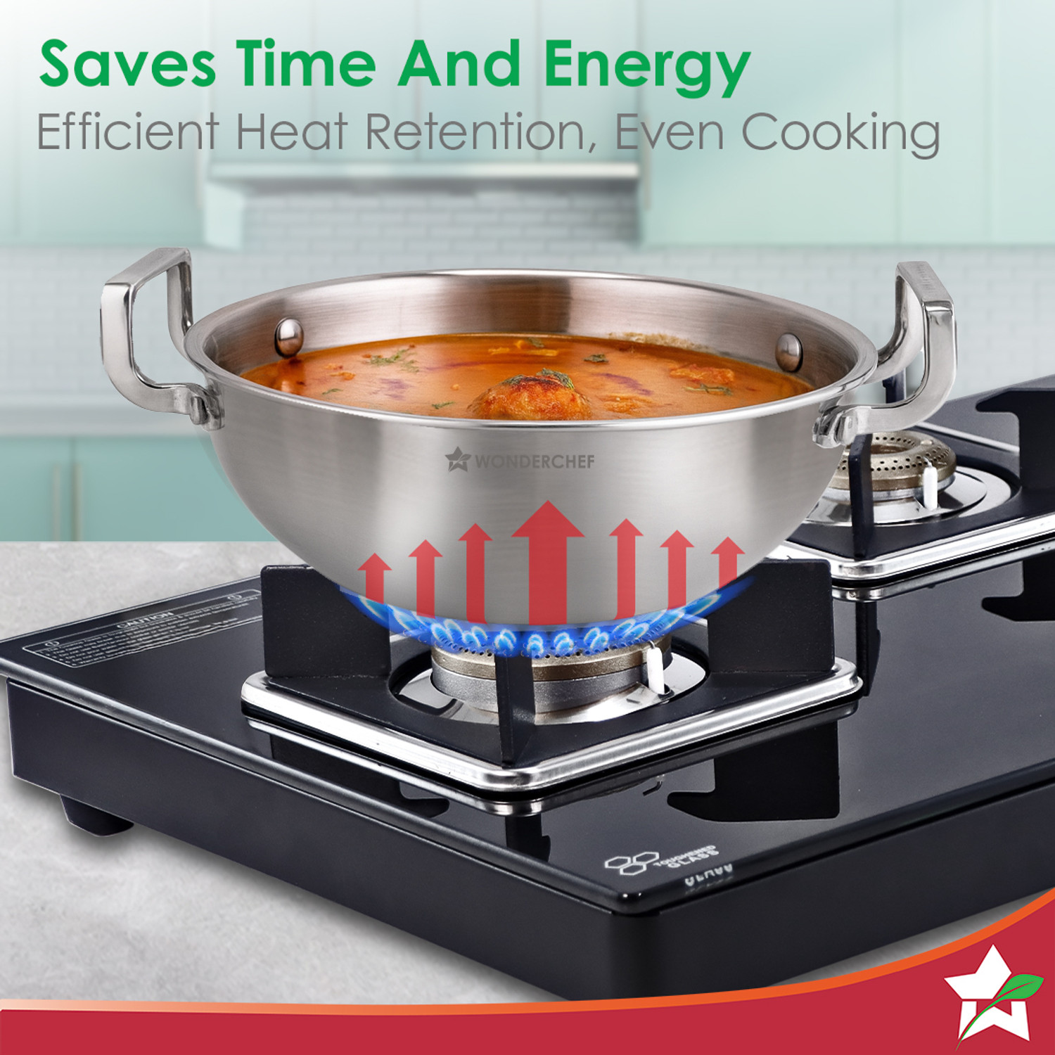 Image of WONDERCHEF Stella Tri-Ply Induction Bottom Cookware Set (Triply, Stainless Steel, 1 - Piece)