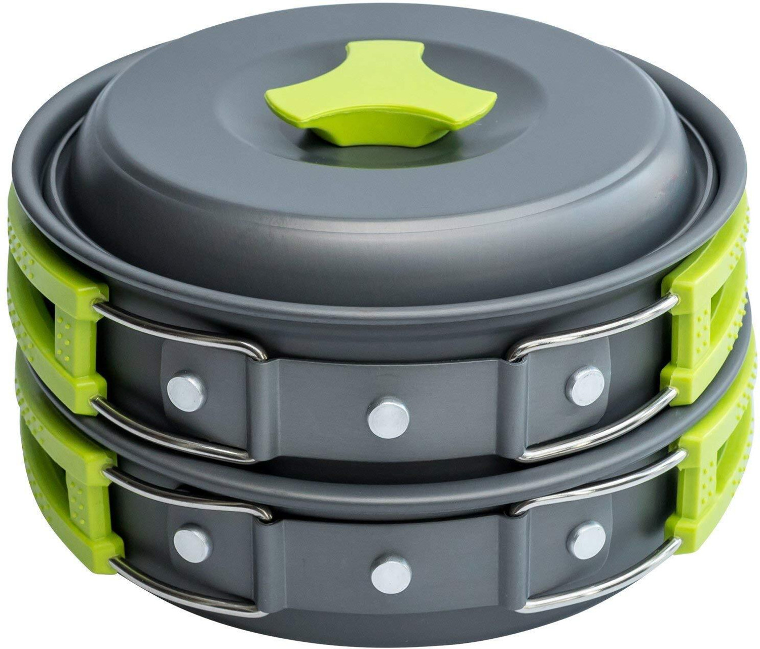 Image of AASTIK SALES 7-Piece Camping Pot Set Portable Pots,Pans,Bowls & Folding Cutlery Kit Pot 16 cm diameter 2 L capacity with Lid