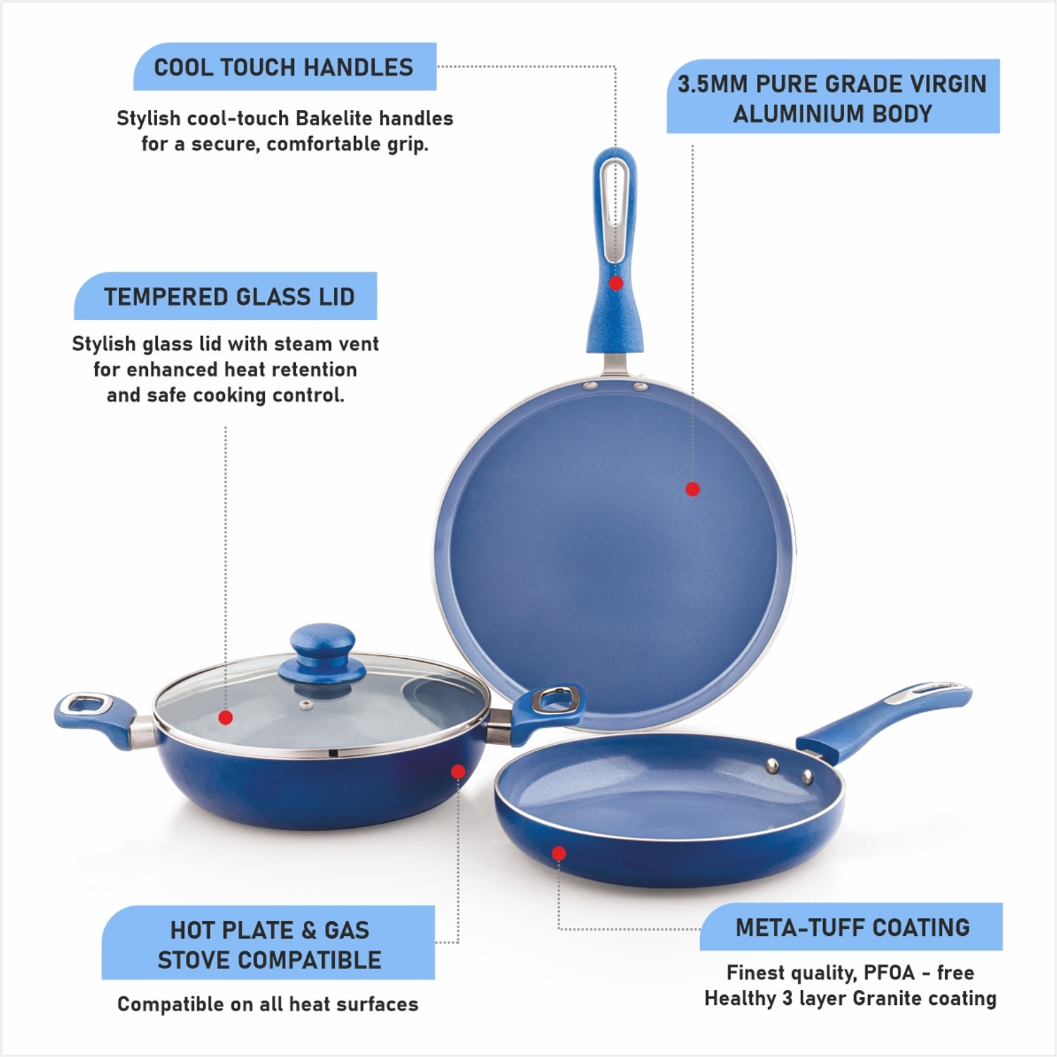 Image of Aramex Ceramic coated, Non-stick, Induction Bottom Cookware Set