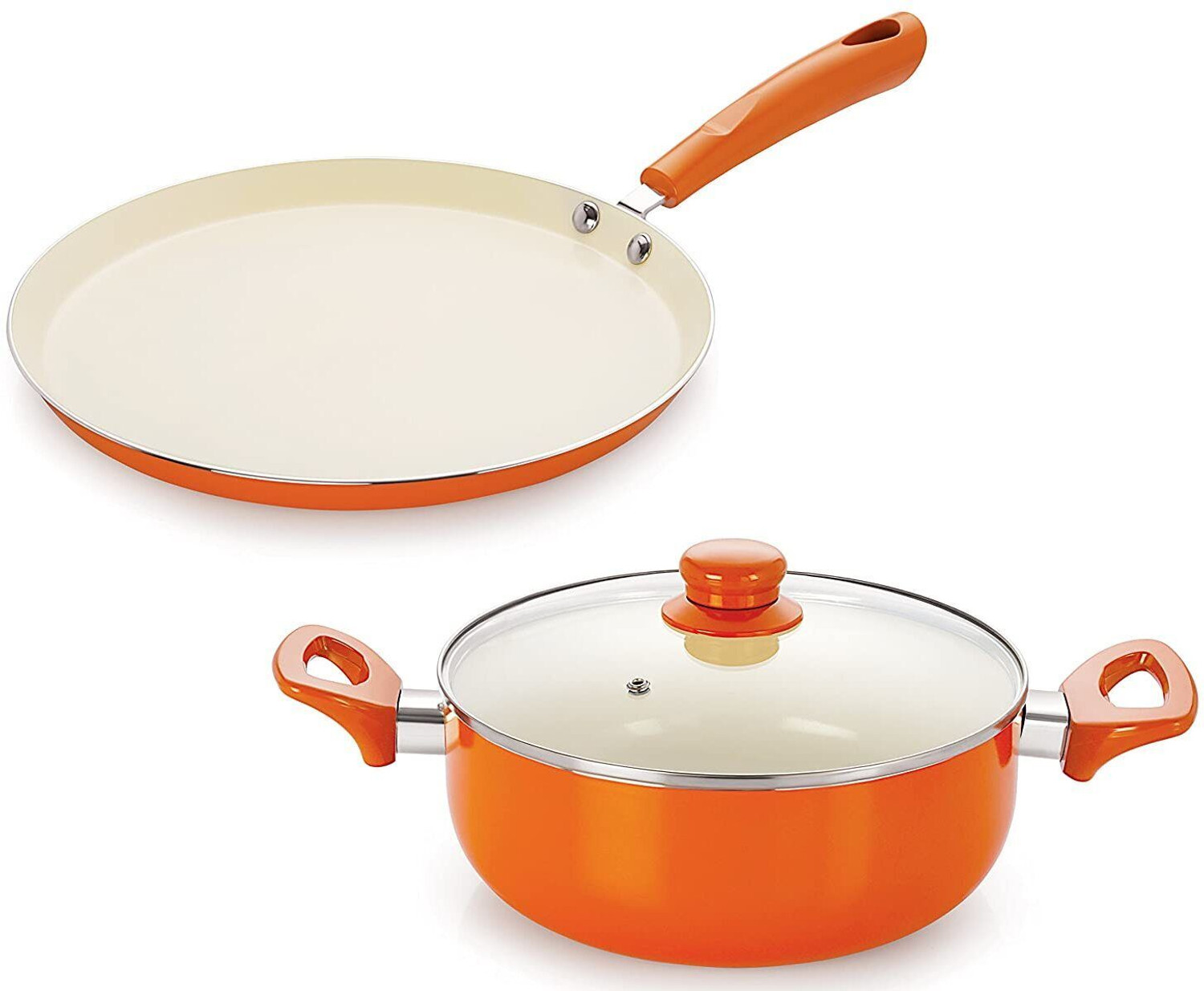 Image of NIRLON Aluminium Casserole and Tawa with Stylish Handle Induction Bottom Non-Stick Coated Cookware Set