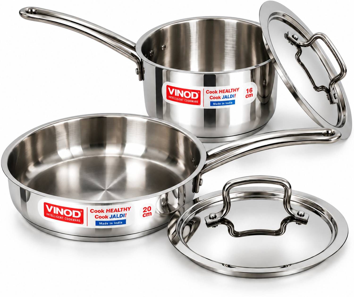 VINOD Stainless Steel Classique Deluxe Combo 2 Pcs Induction Bottom Cookware Set