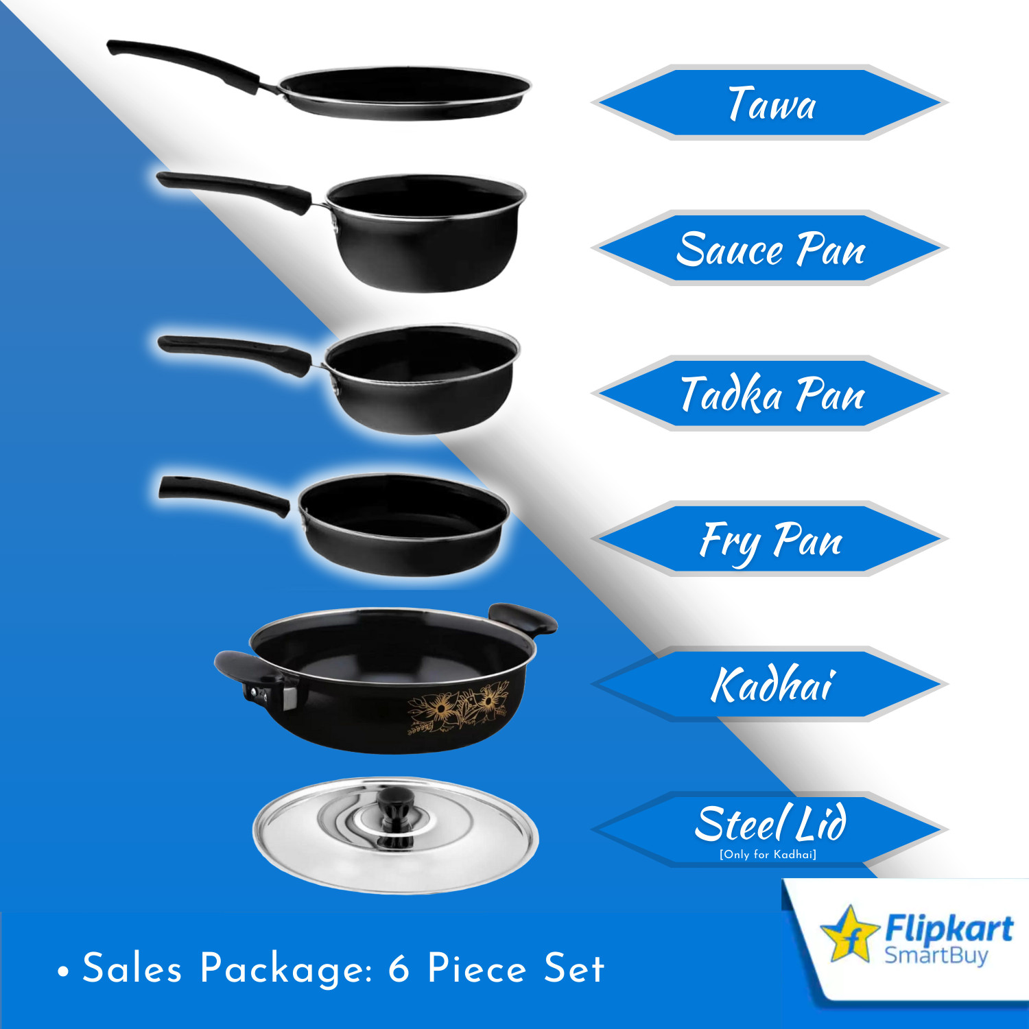 Image of Flipkart SmartBuy Induction Bottom Non-Stick Coated Cookware Set