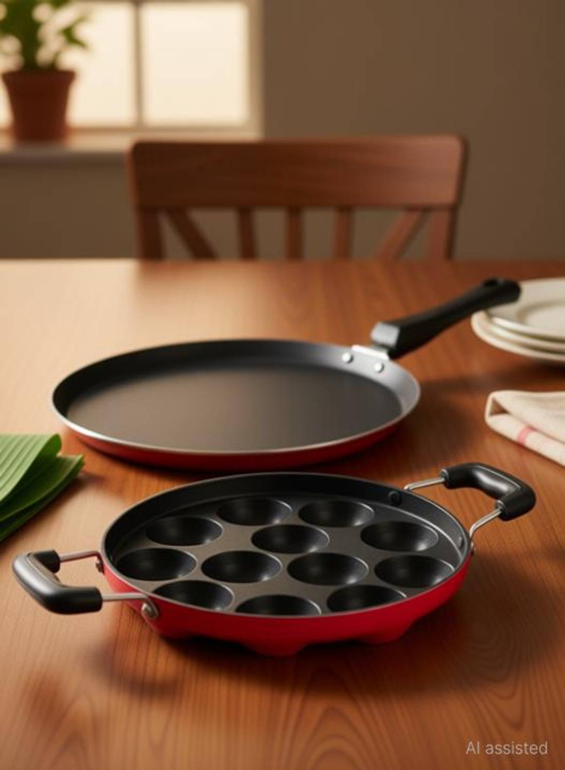 Astha Classic Range Non-Stick Aluminium Cookware Combo pack of 2 Appam Pan & Dosa Tawa Cookware Set Non-Stick Coated Cookware Set