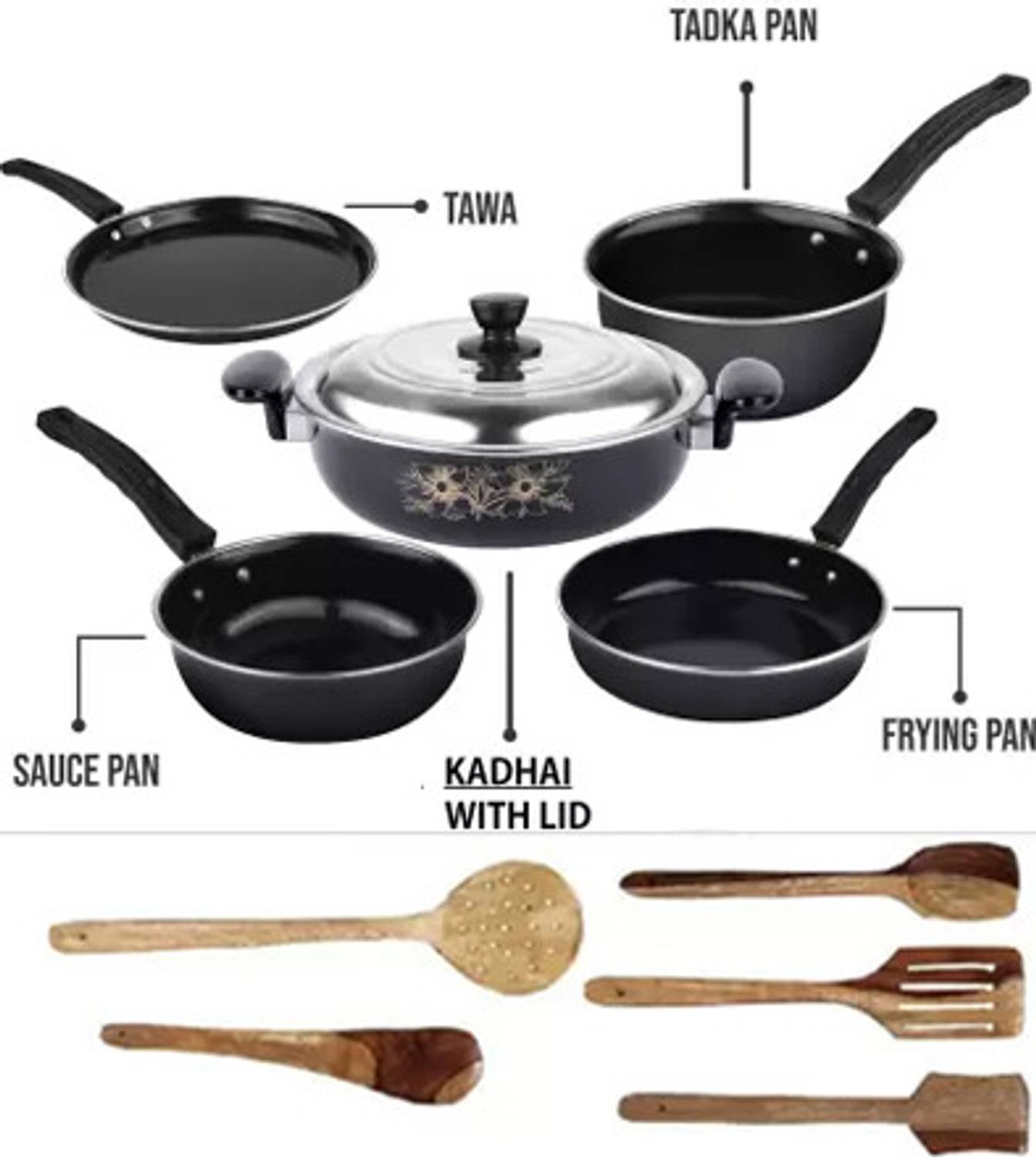 Maharajee Induction Bottom Non-Stick Coated Cookware Set (Cast Ir