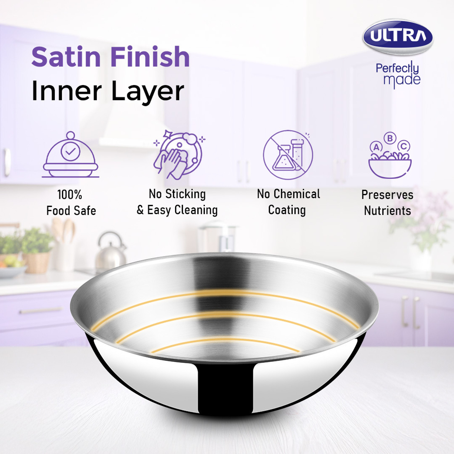 Image of Ultra Triply Tasla 30cm Induction Bottom Non-Stick Coated Cookware Set