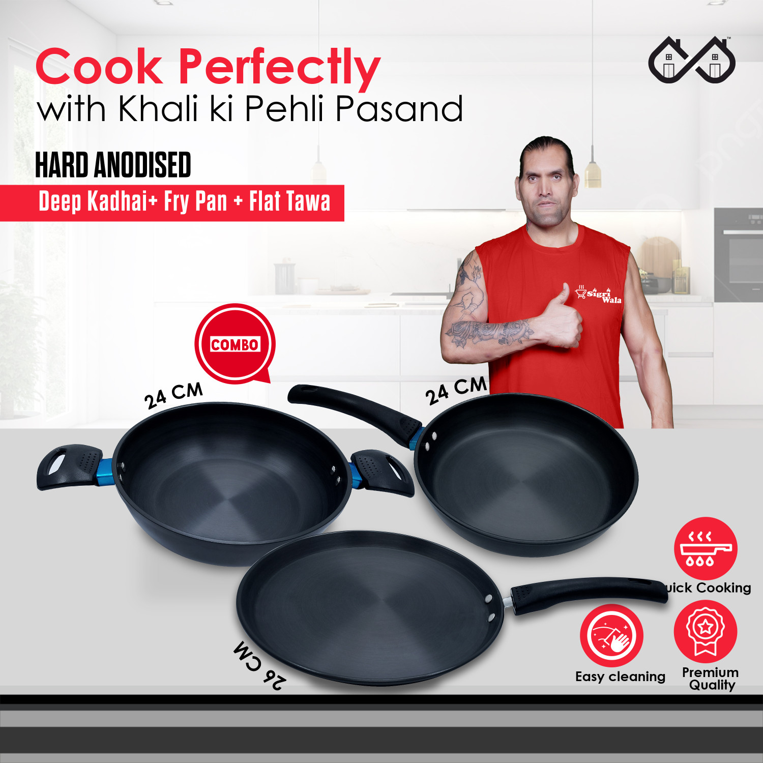 Image of Sigri-wala Unique Flexforged Technology Cookware Set 3 pcs Induction Bottom Cookware Set
