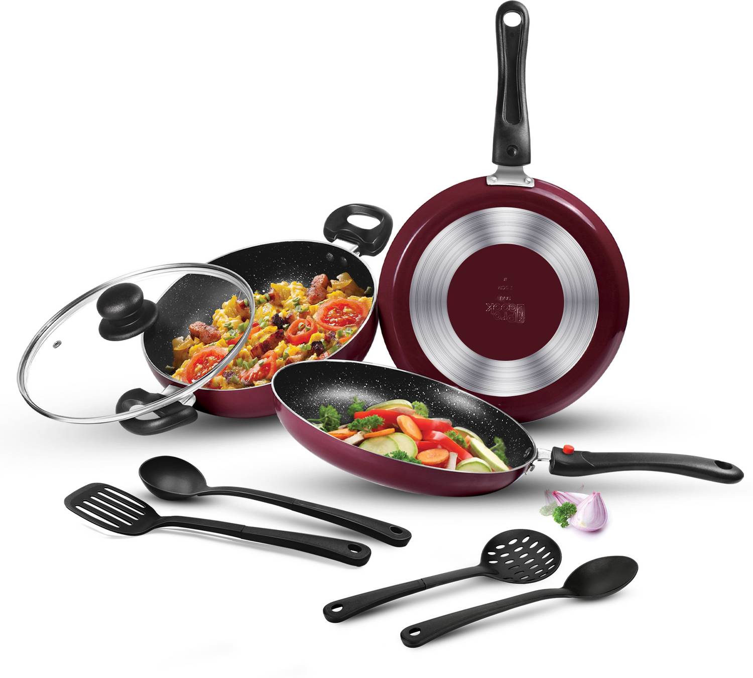 MILTON Pro Cook Kitchen Pride Plus Granito Non Induction, Peach Non-Stick Coated Cookware Set — Fry Pans & Cookware Sets