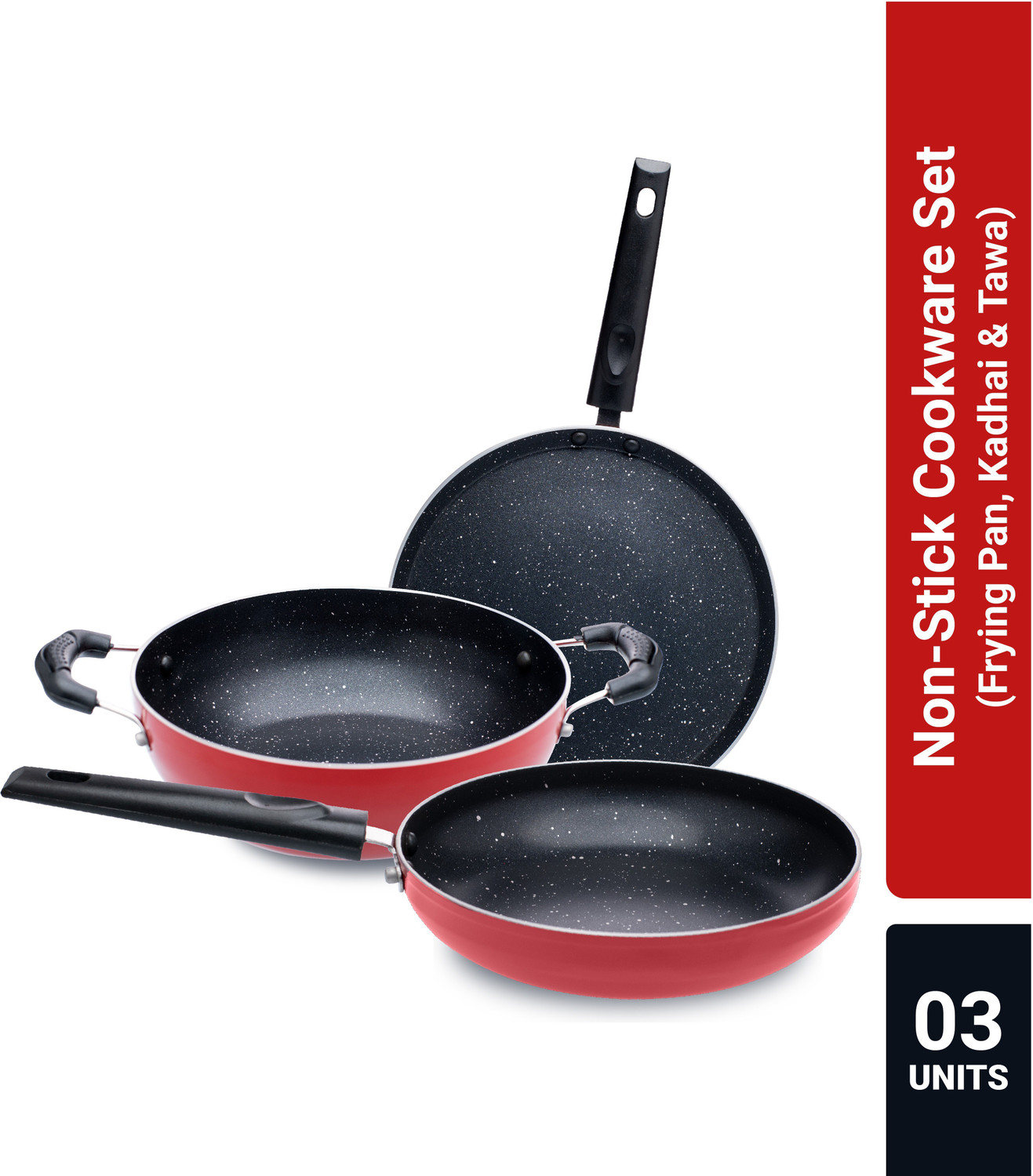 Image of Flipkart SmartBuy Non-stick PFOA Free Non-Stick Coated Cookware Set (Aluminium, 3 - Piece)