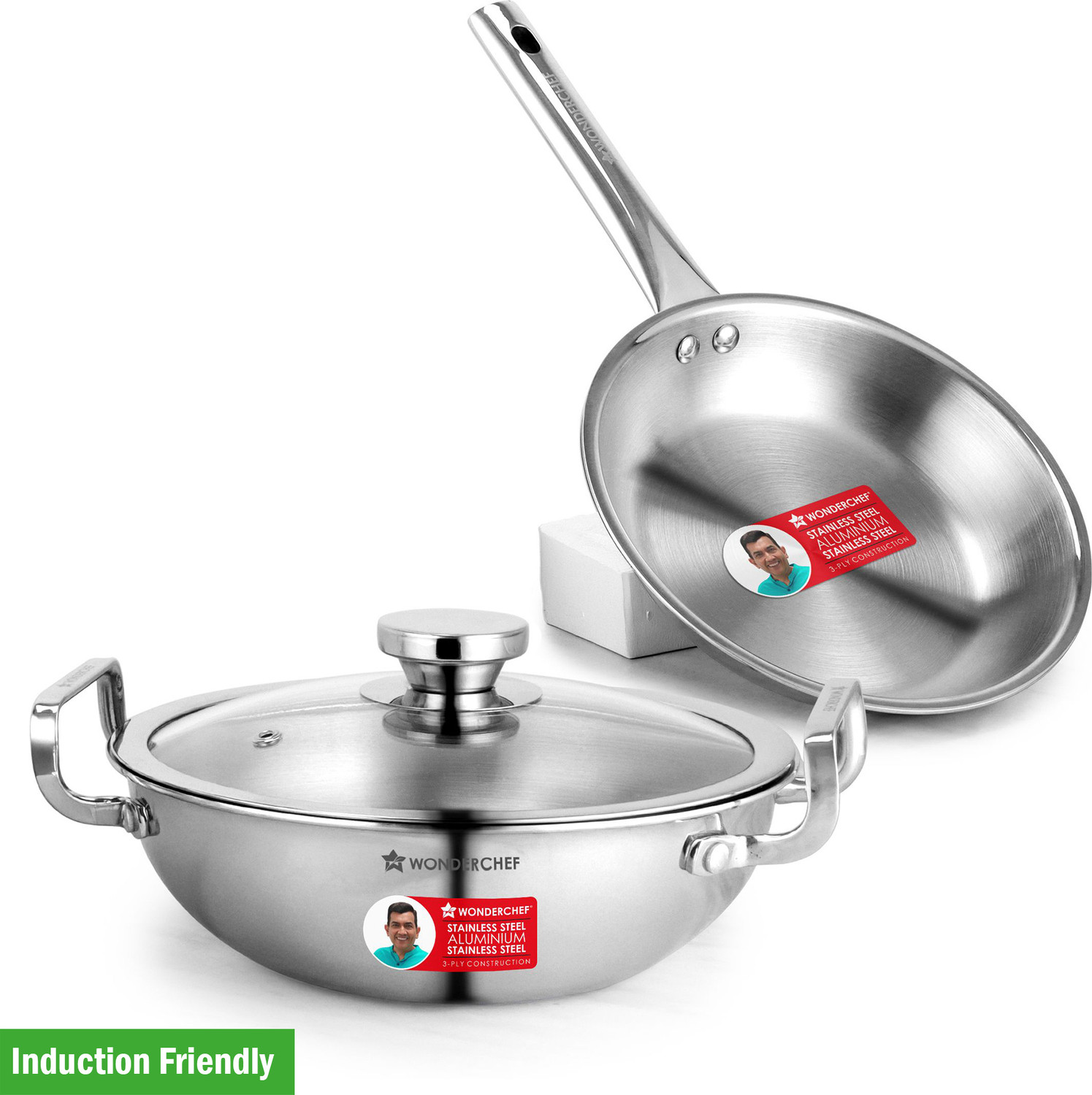 Image of WONDERCHEF Stella Tri-Ply Induction Bottom Cookware Set (Triply, Stainless Steel, 1 - Piece)